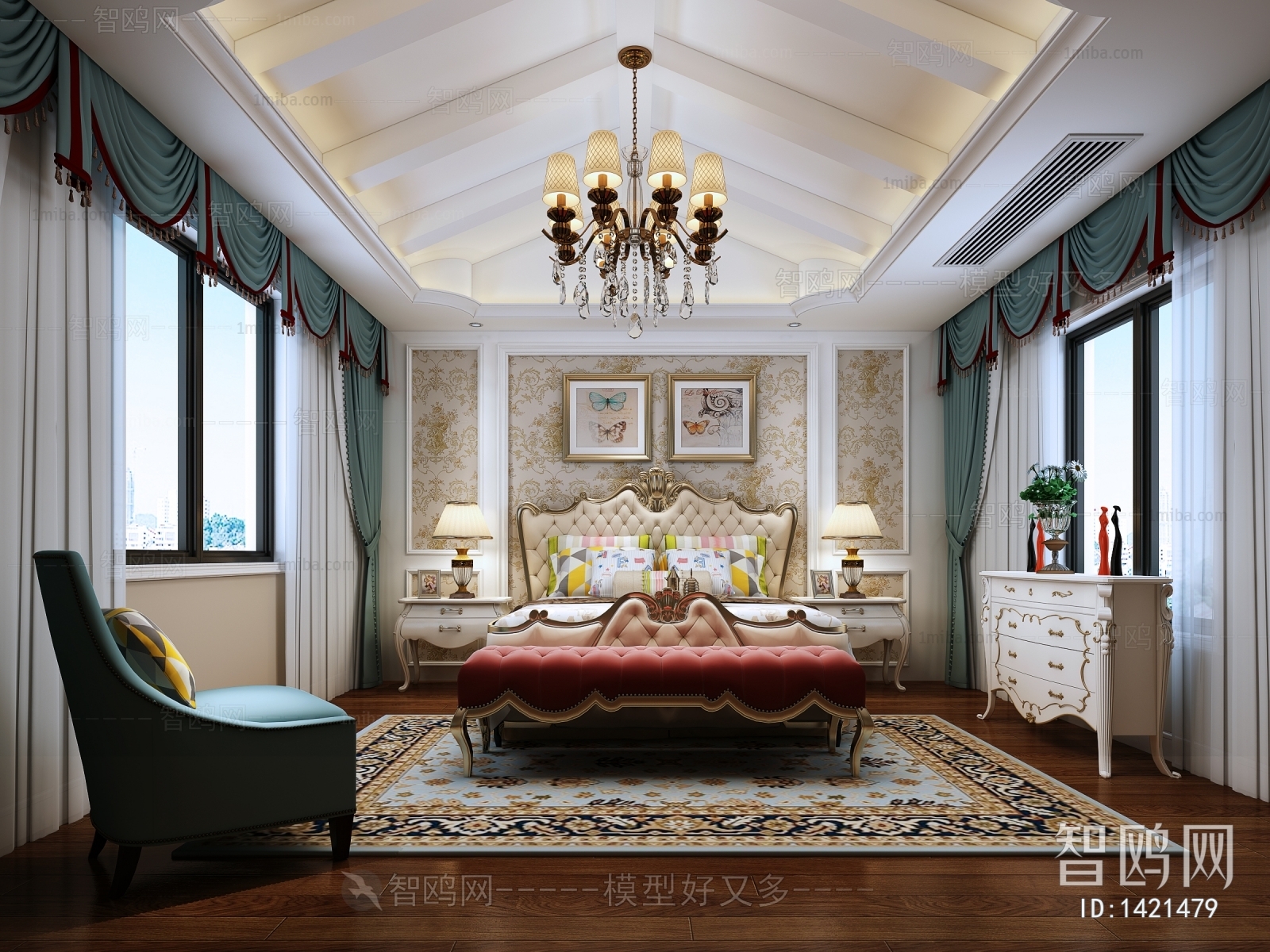 American Style European Style Bedroom