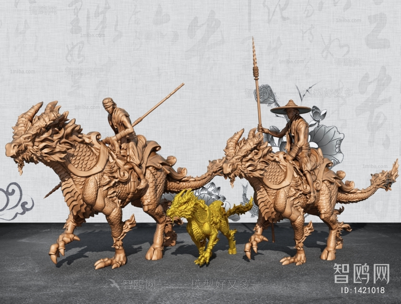 中式动物脊椎动物雕塑摆件