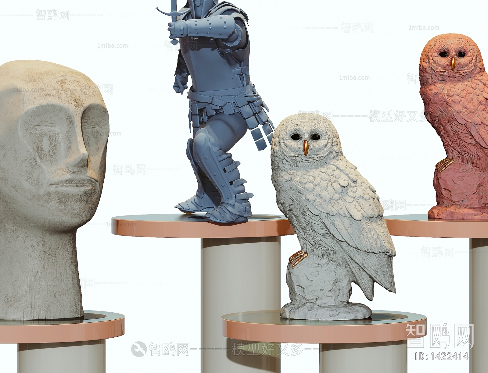 现代猫头鹰抽象雕塑摆件组合