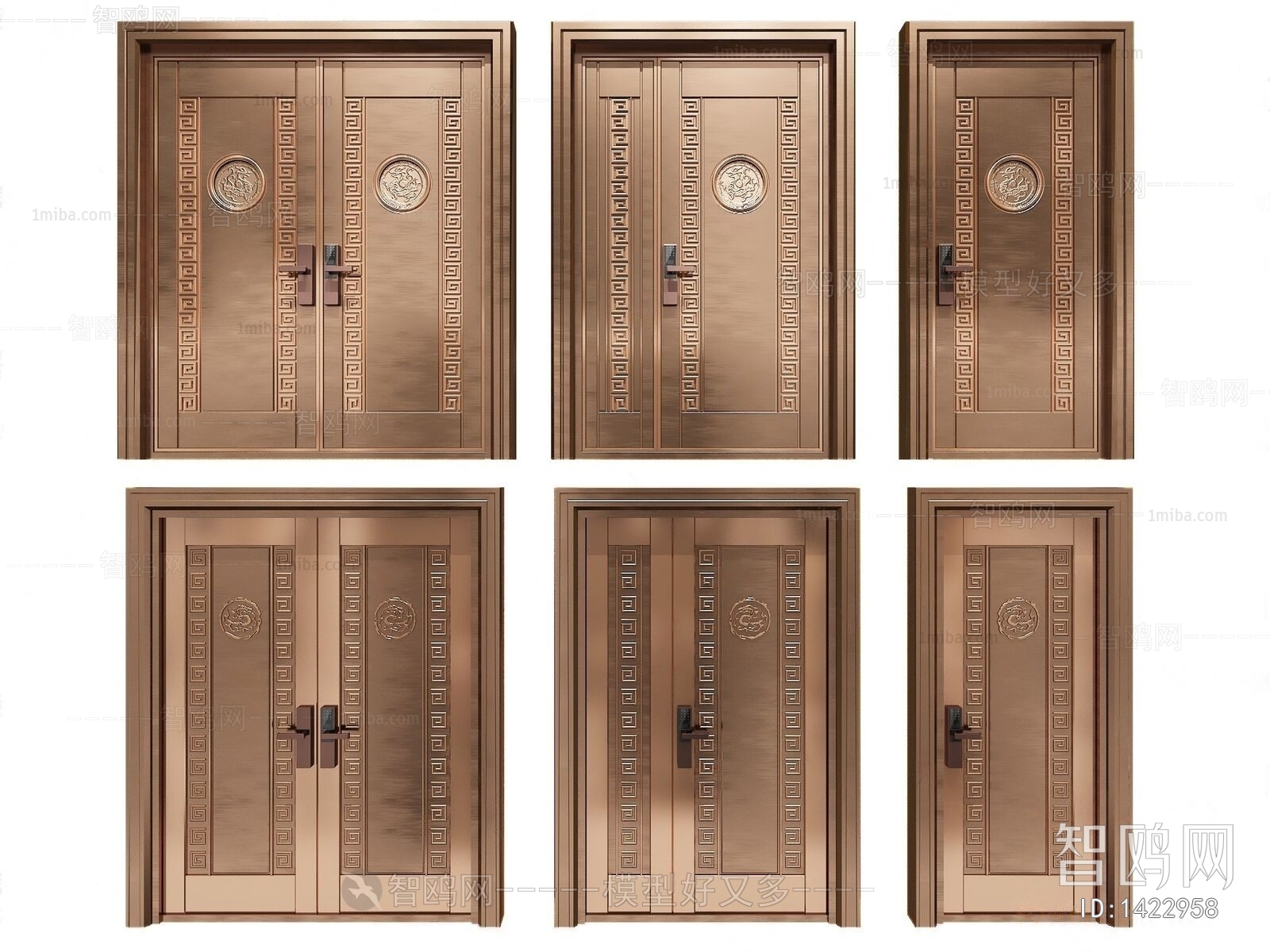 New Chinese Style Unequal Double Door
