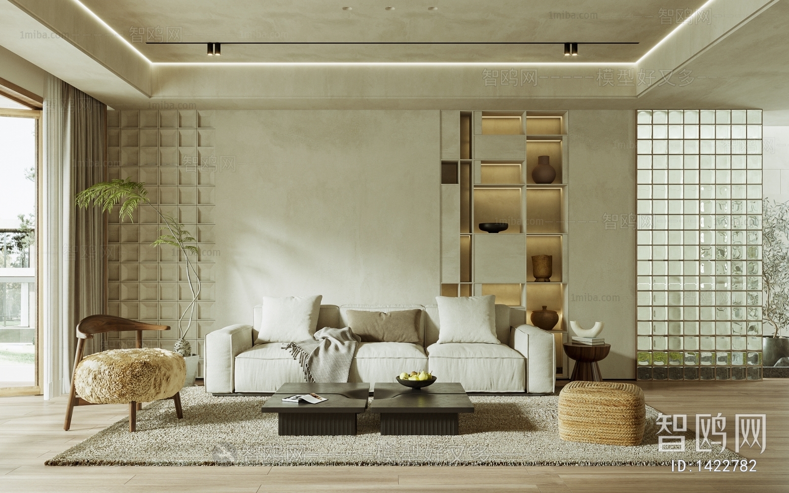 Modern Wabi-sabi Style A Living Room