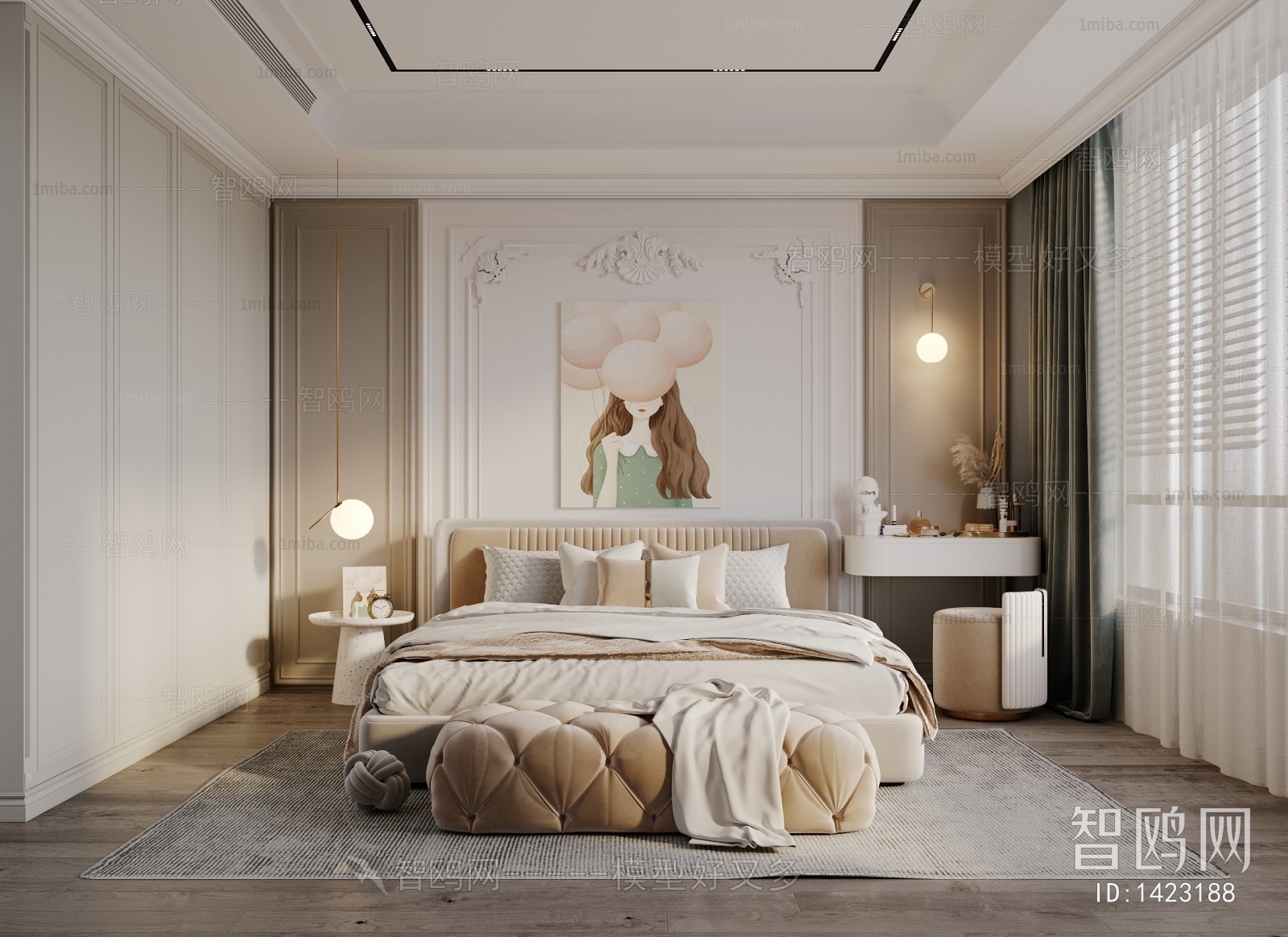 Simple European Style Bedroom