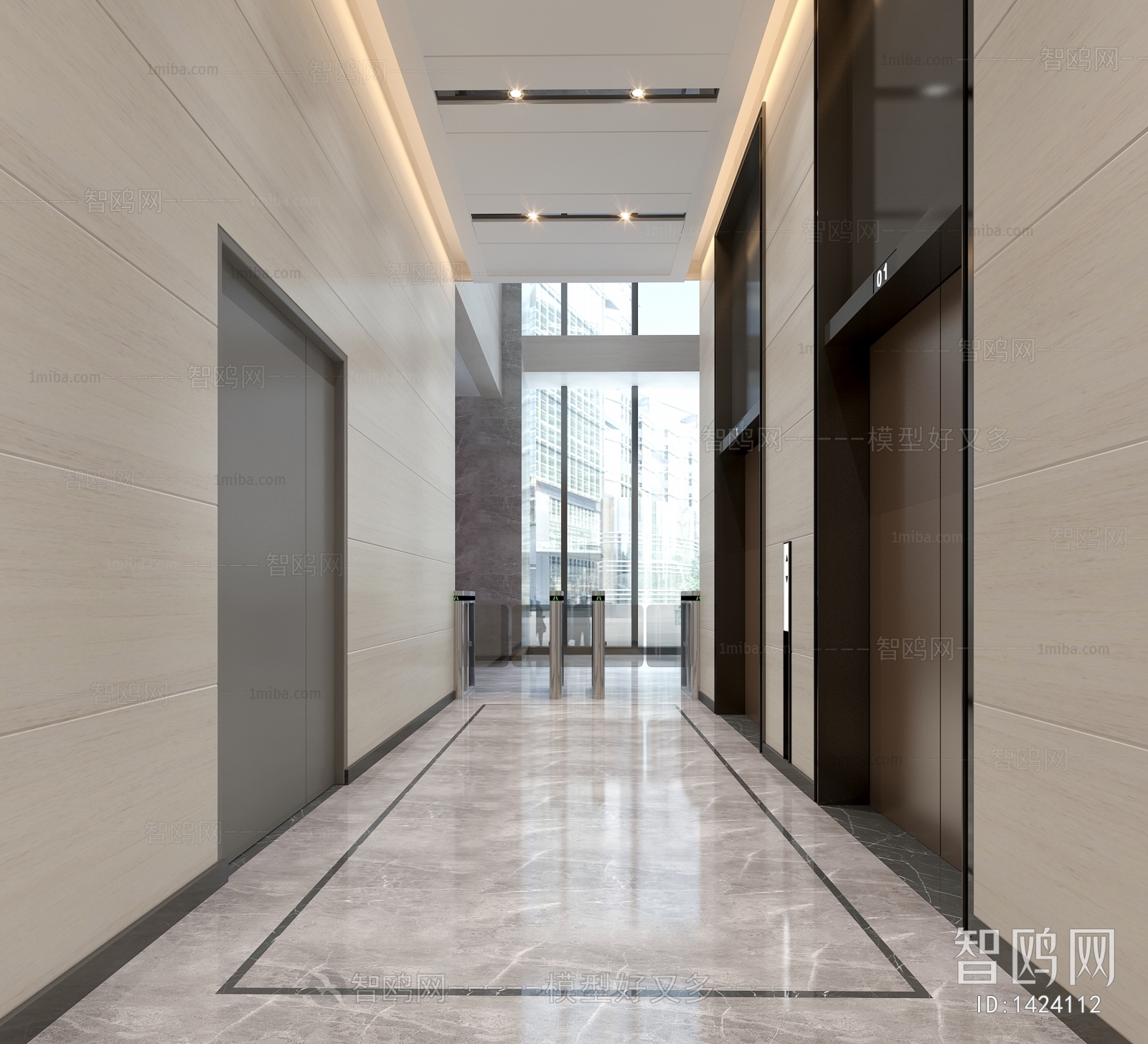 Modern Office Elevator Hall