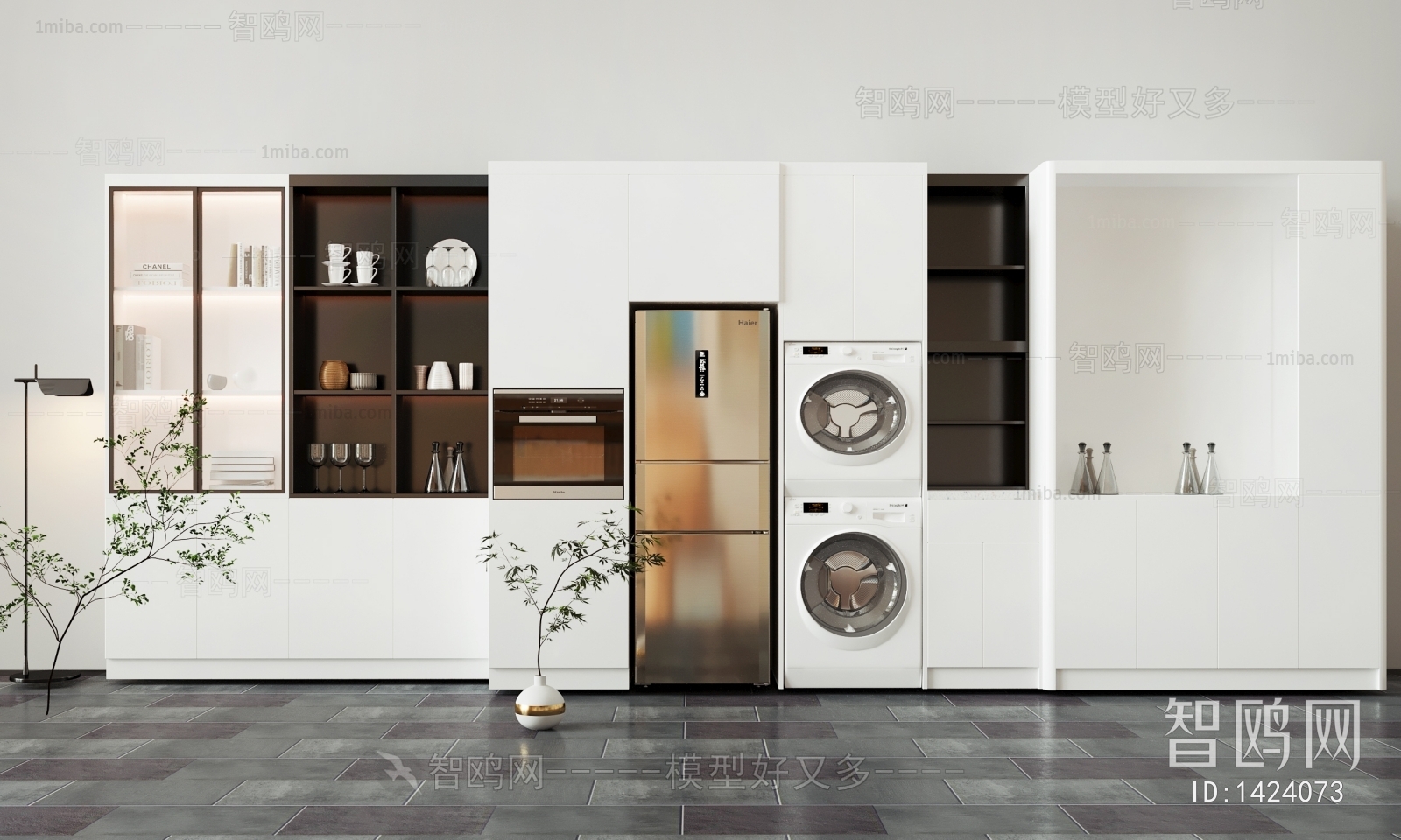 现代洗衣柜 装饰柜组合3D模型下载