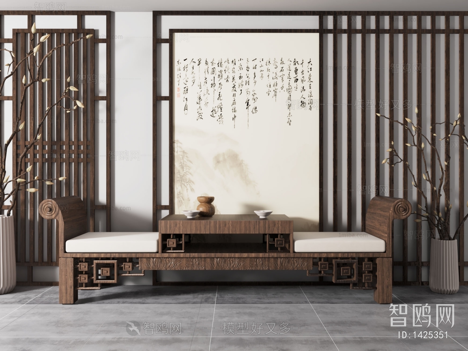 Chinese Style New Chinese Style Bench