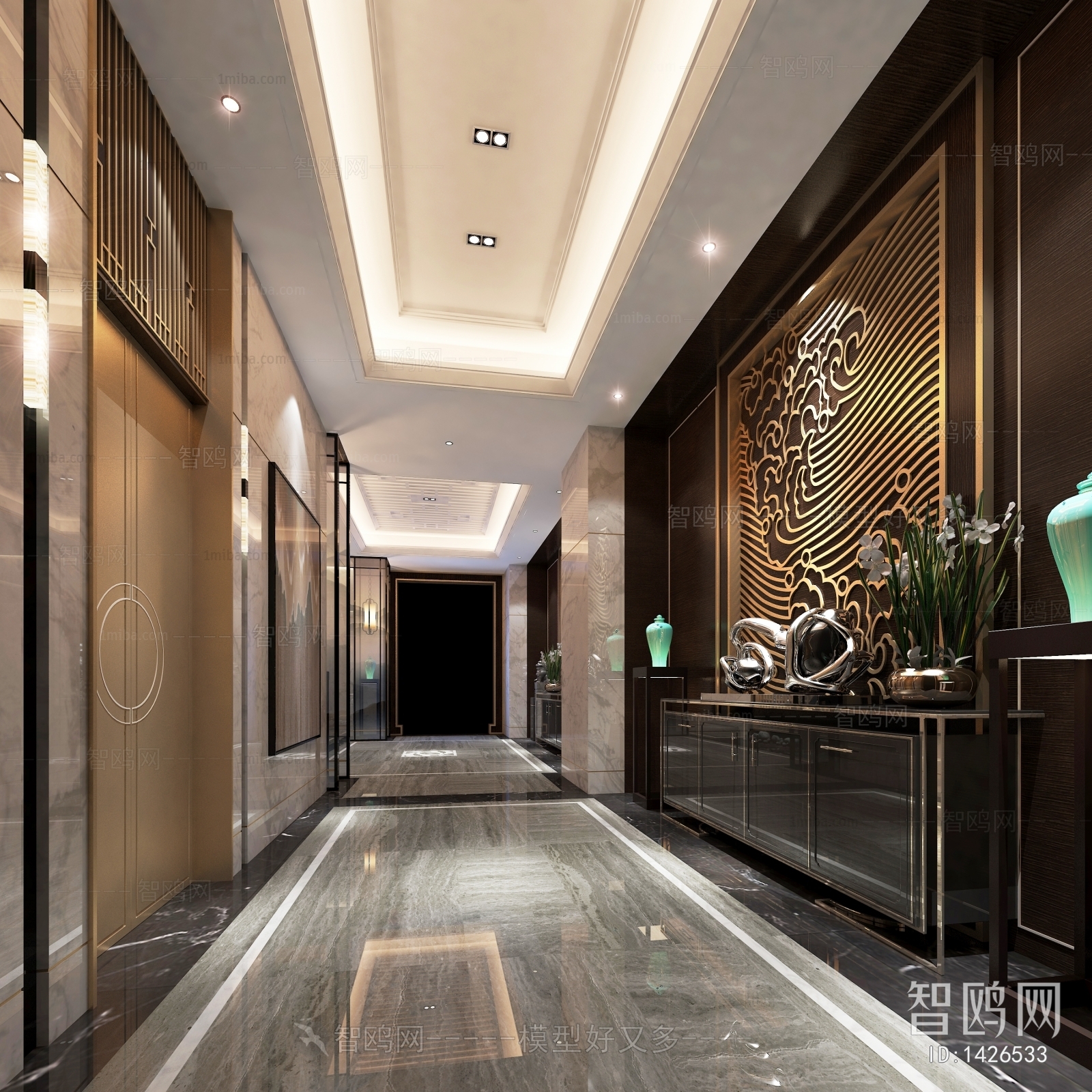 New Chinese Style Elevator Hall