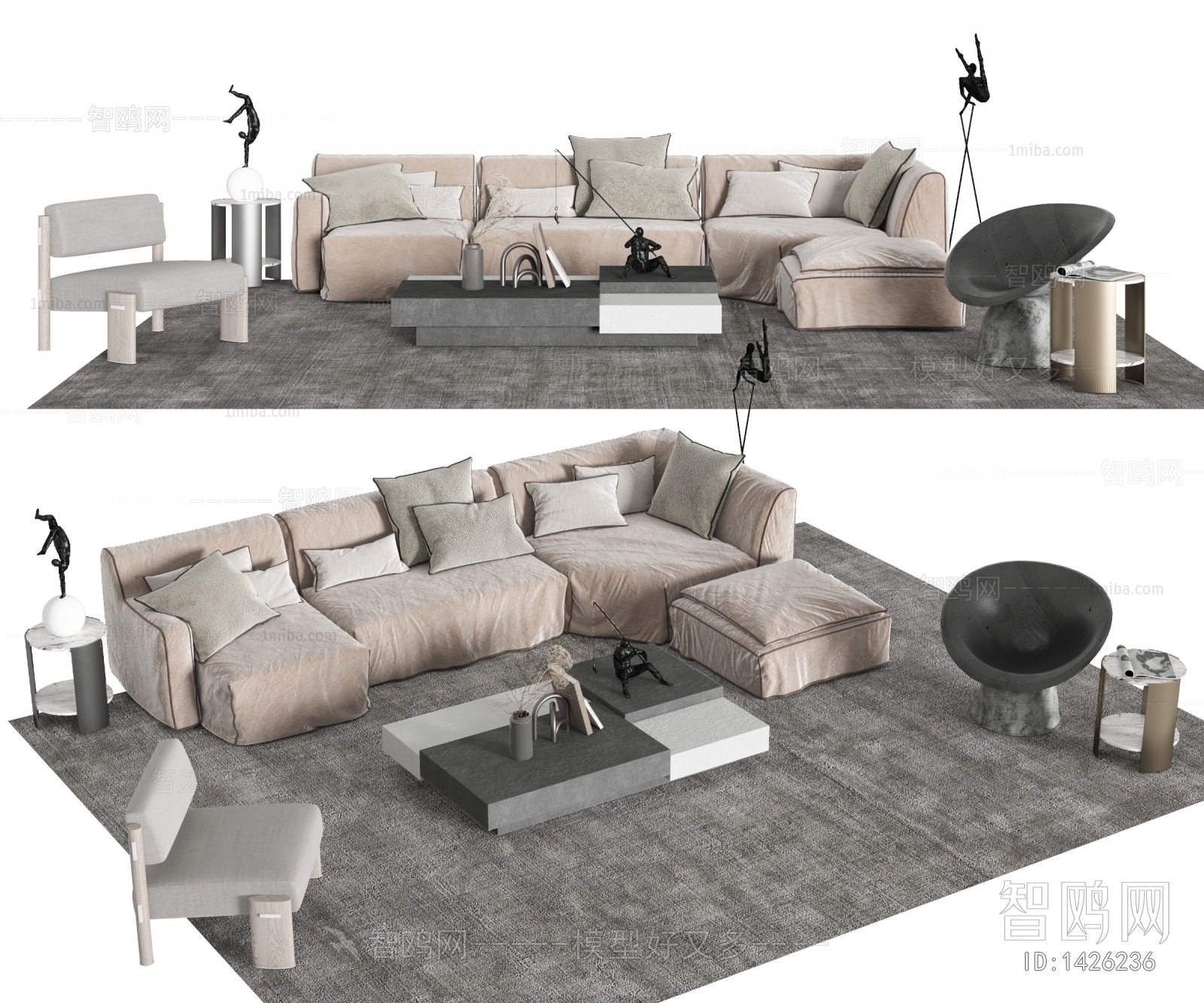 Wabi-sabi Style Sofa Combination