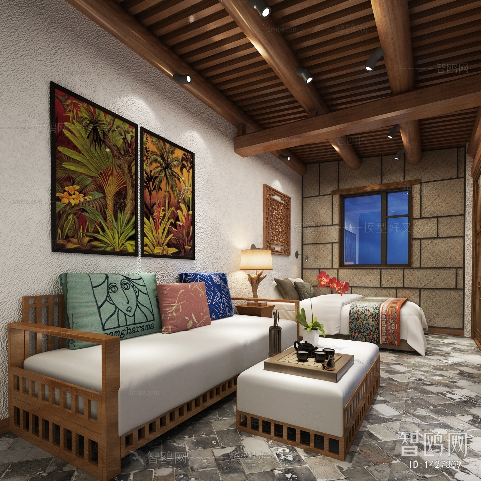Southeast Asian Style Guest Room
