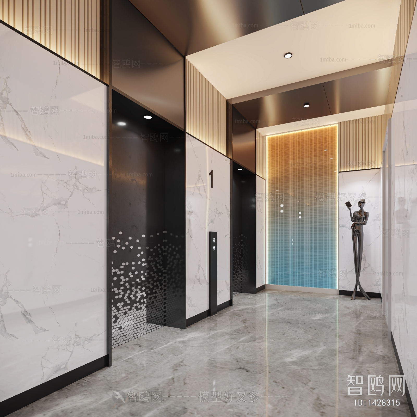 Modern Office Elevator Hall