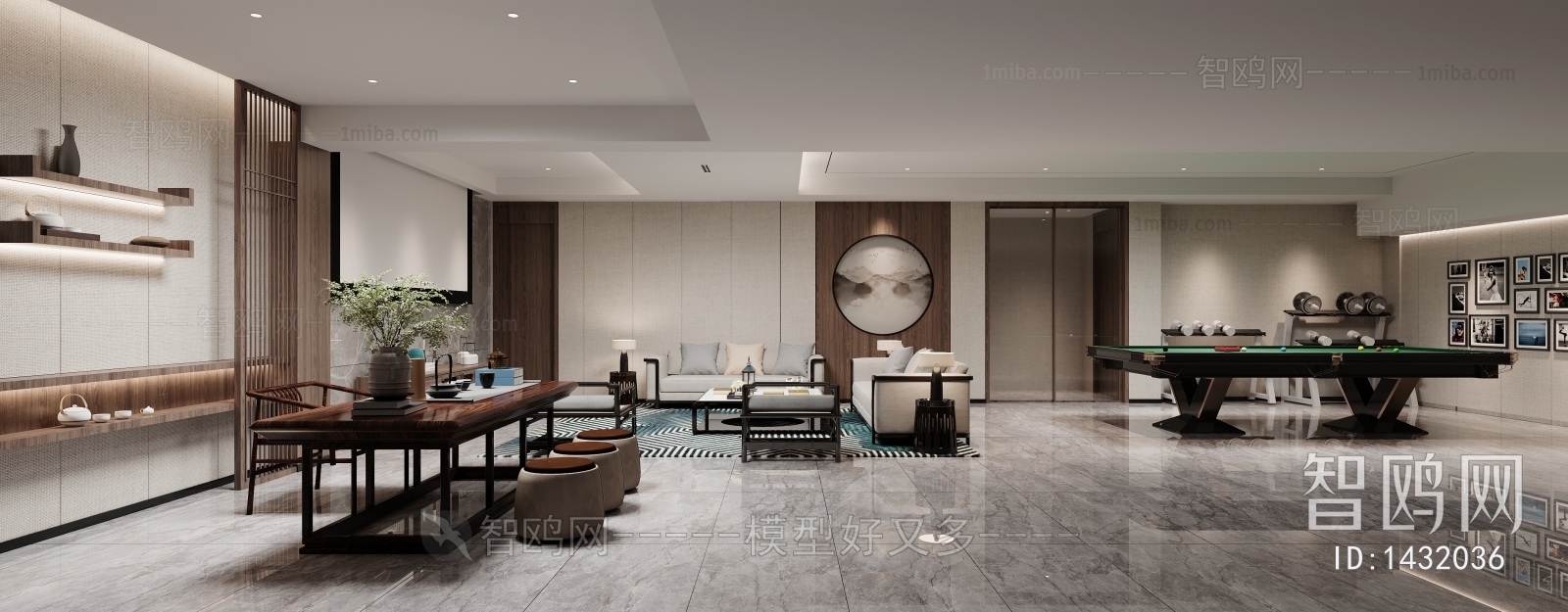 New Chinese Style Billiards Room