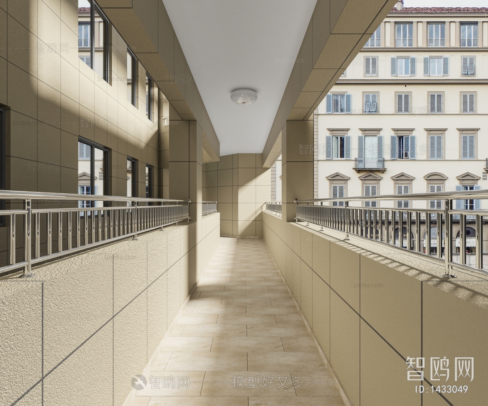 现代公区连廊3D模型下载