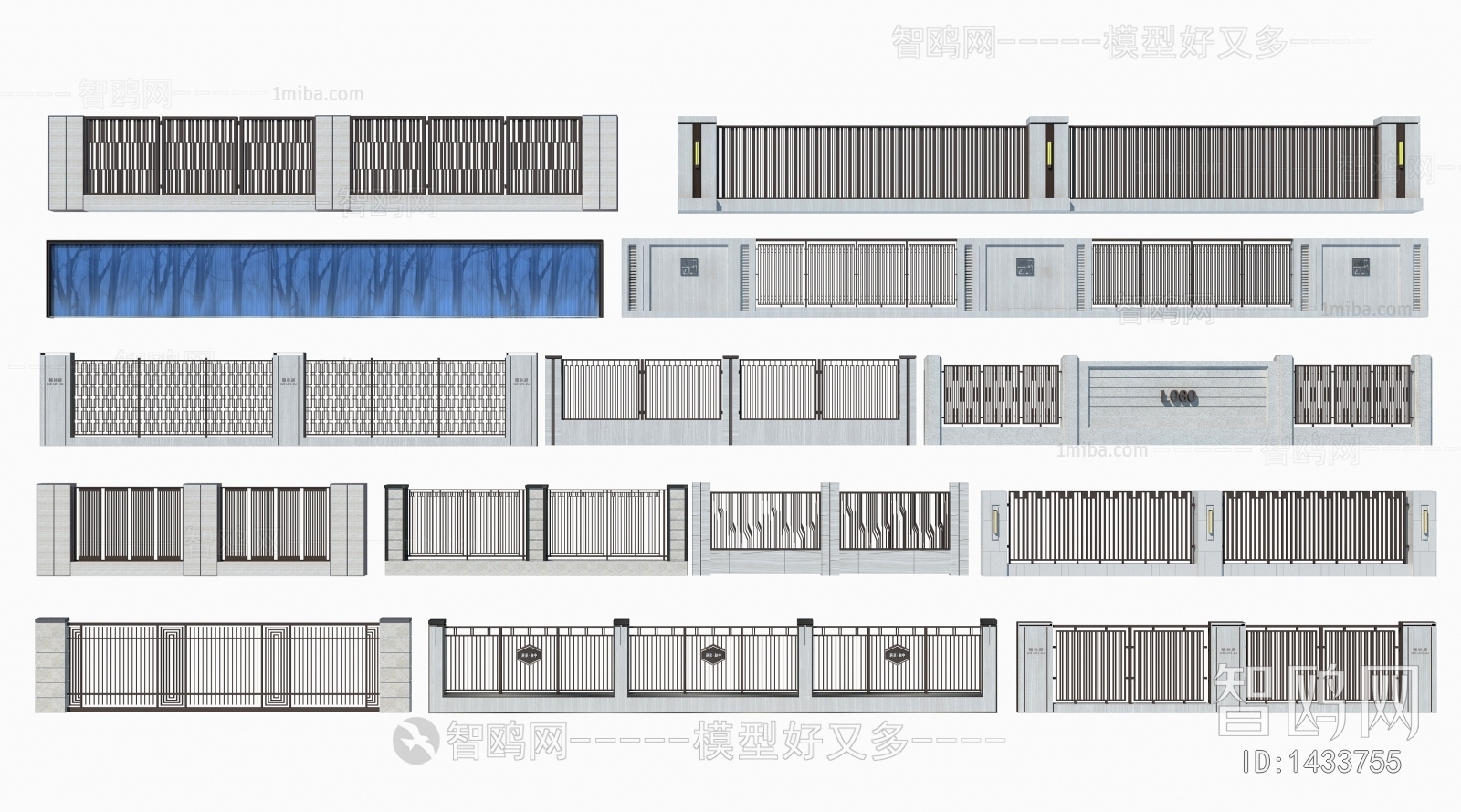 现代围栏围墙组合