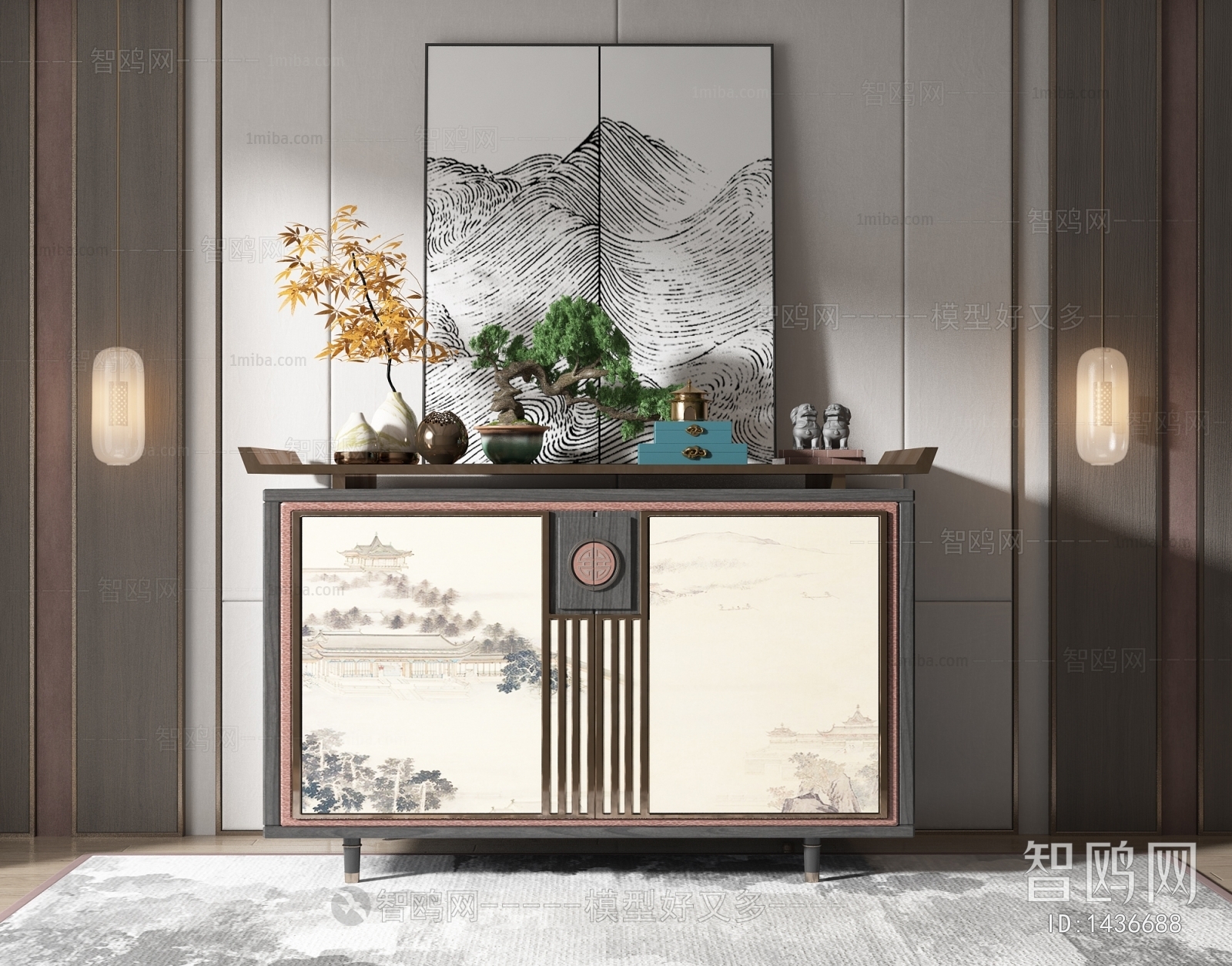 New Chinese Style Side Cabinet