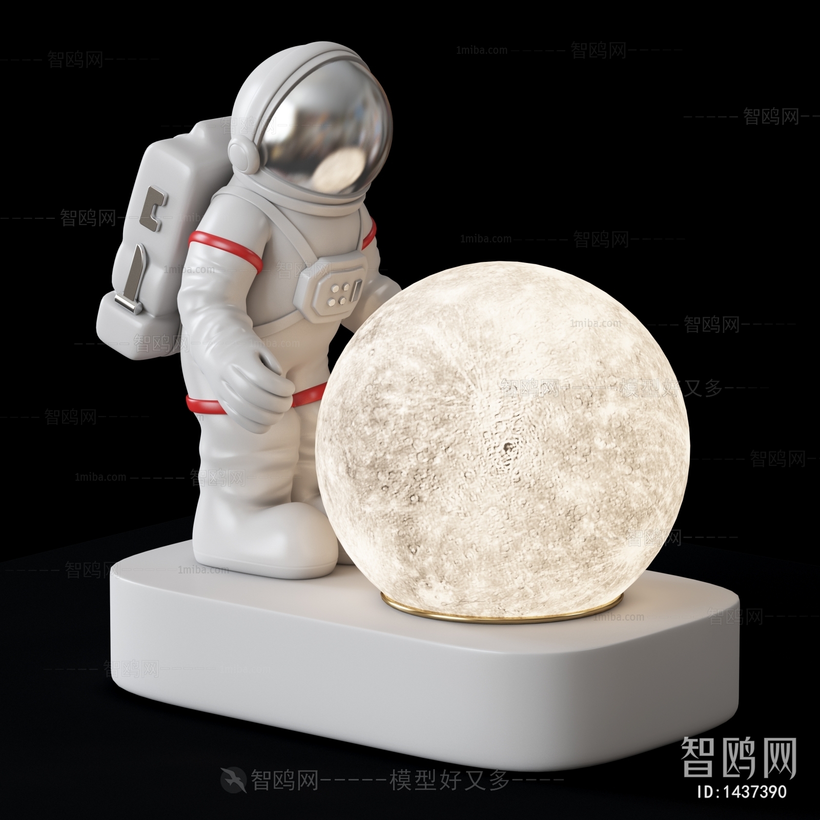 现代月球灯宇航员雕塑摆件
