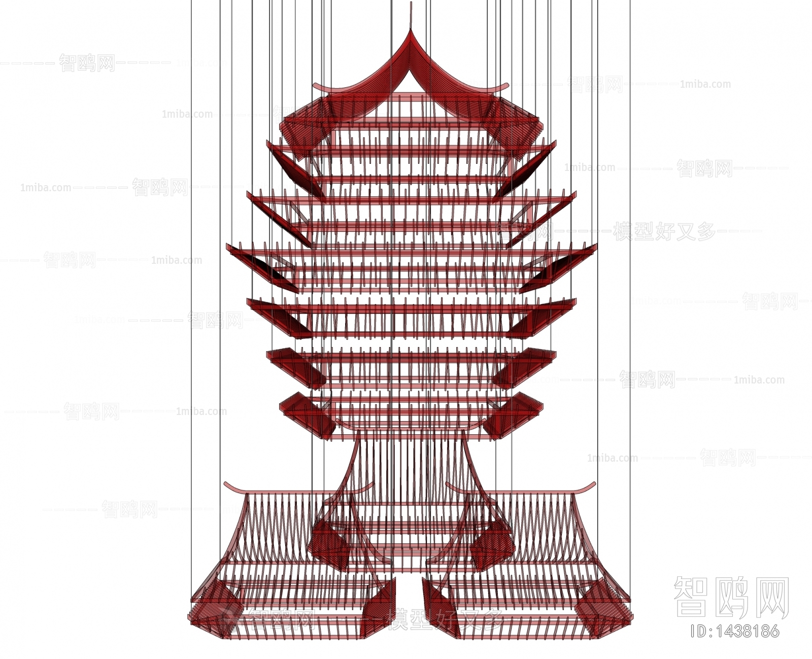 新中式屋檐造型大型吊灯