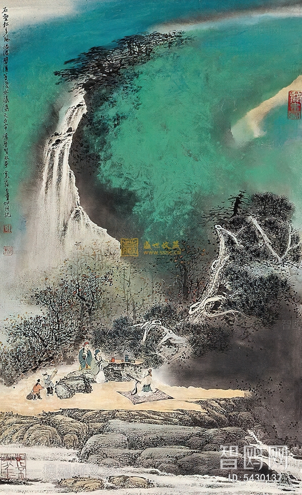 中国重彩写意山水画