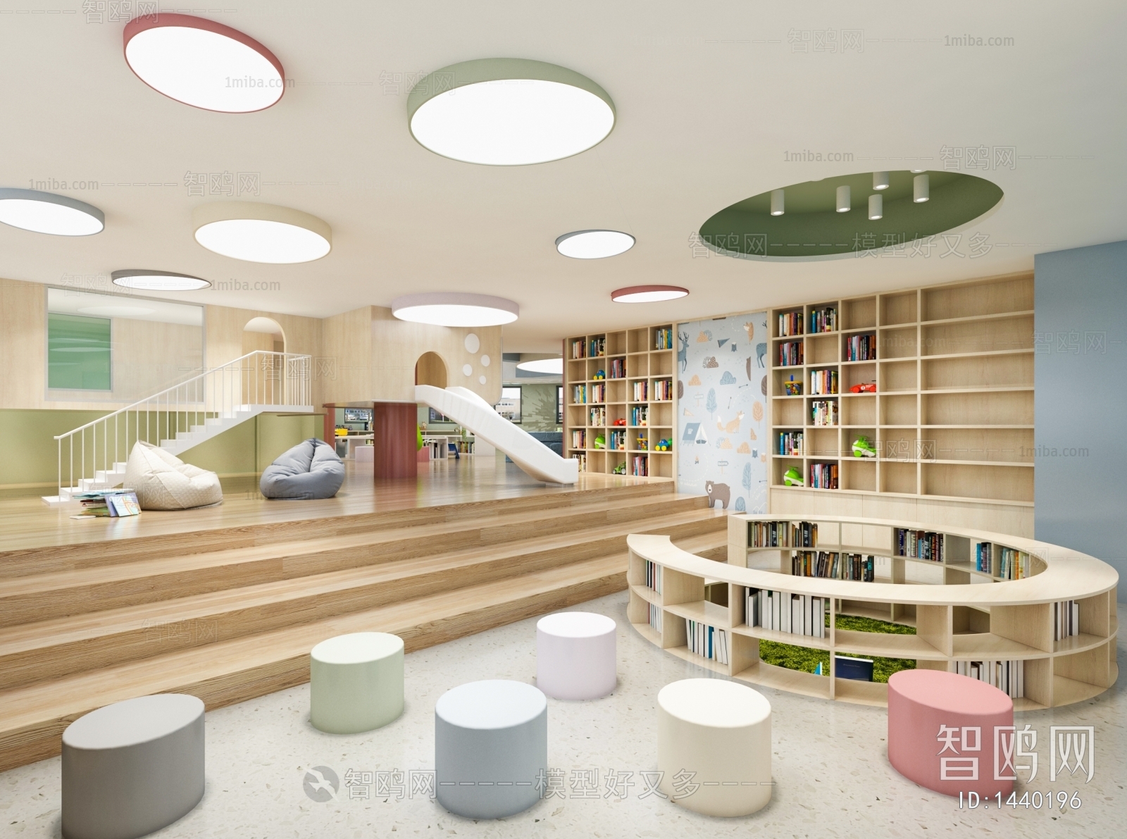 现代幼儿园感统室，阅读室3D模型下载