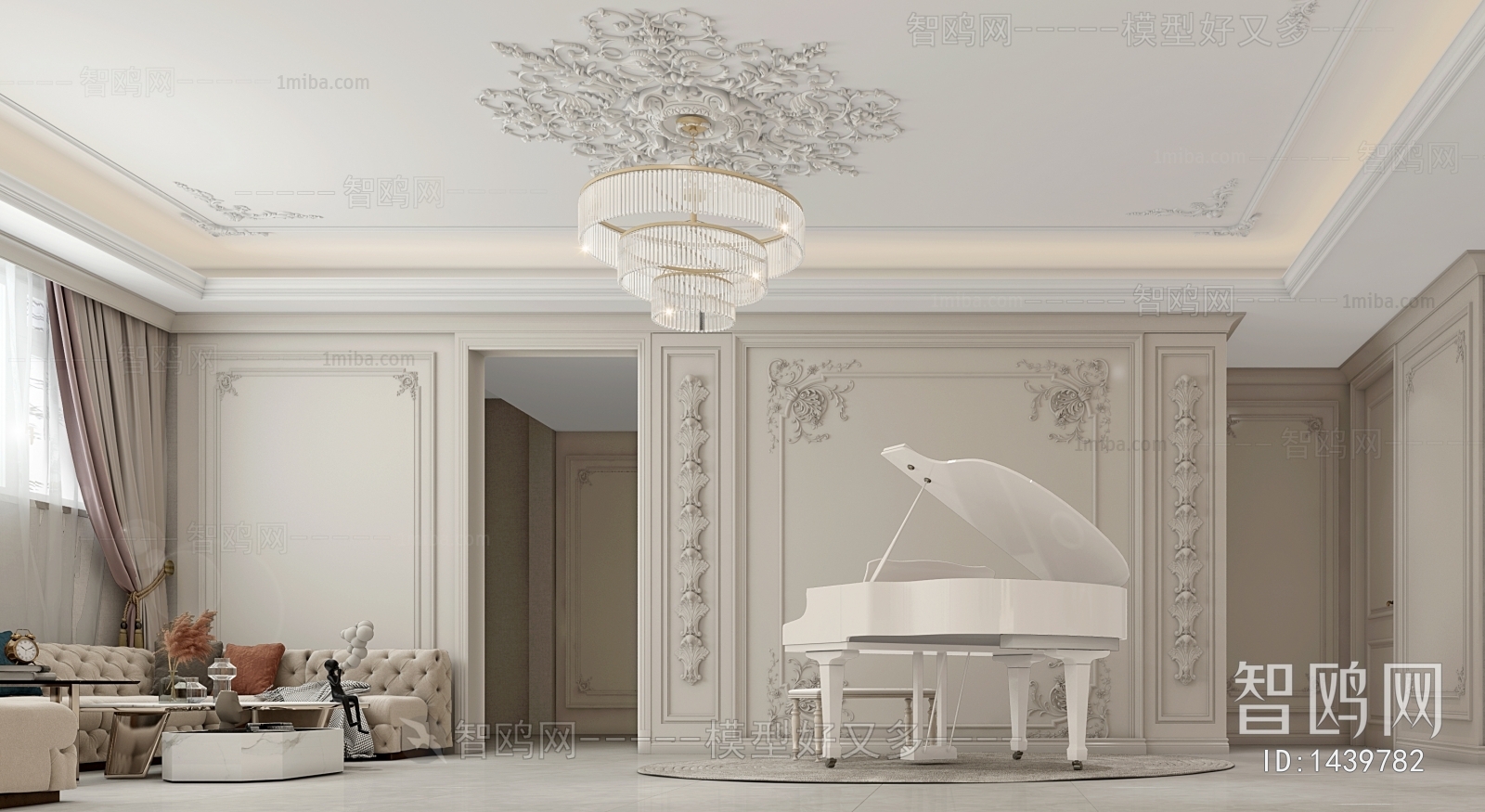 多场景-法式钢琴房+客厅