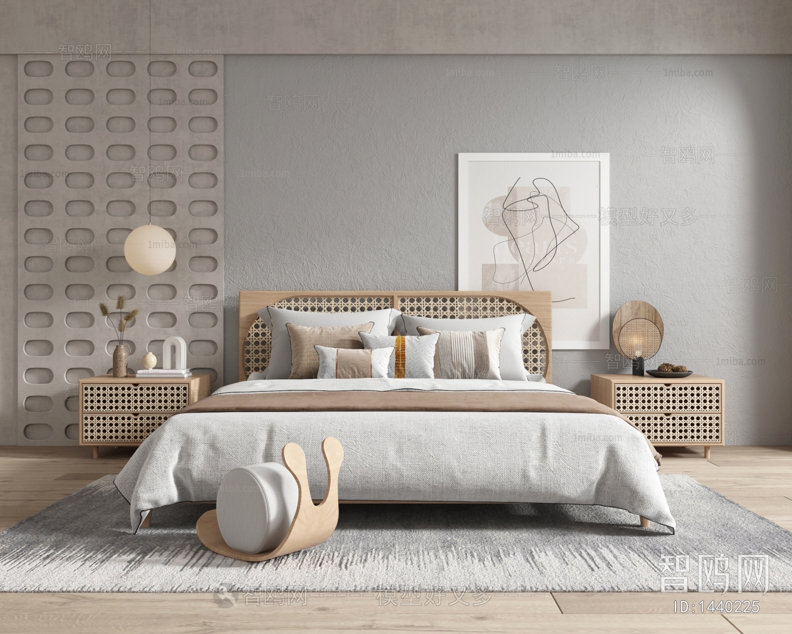 Wabi-sabi Style Double Bed