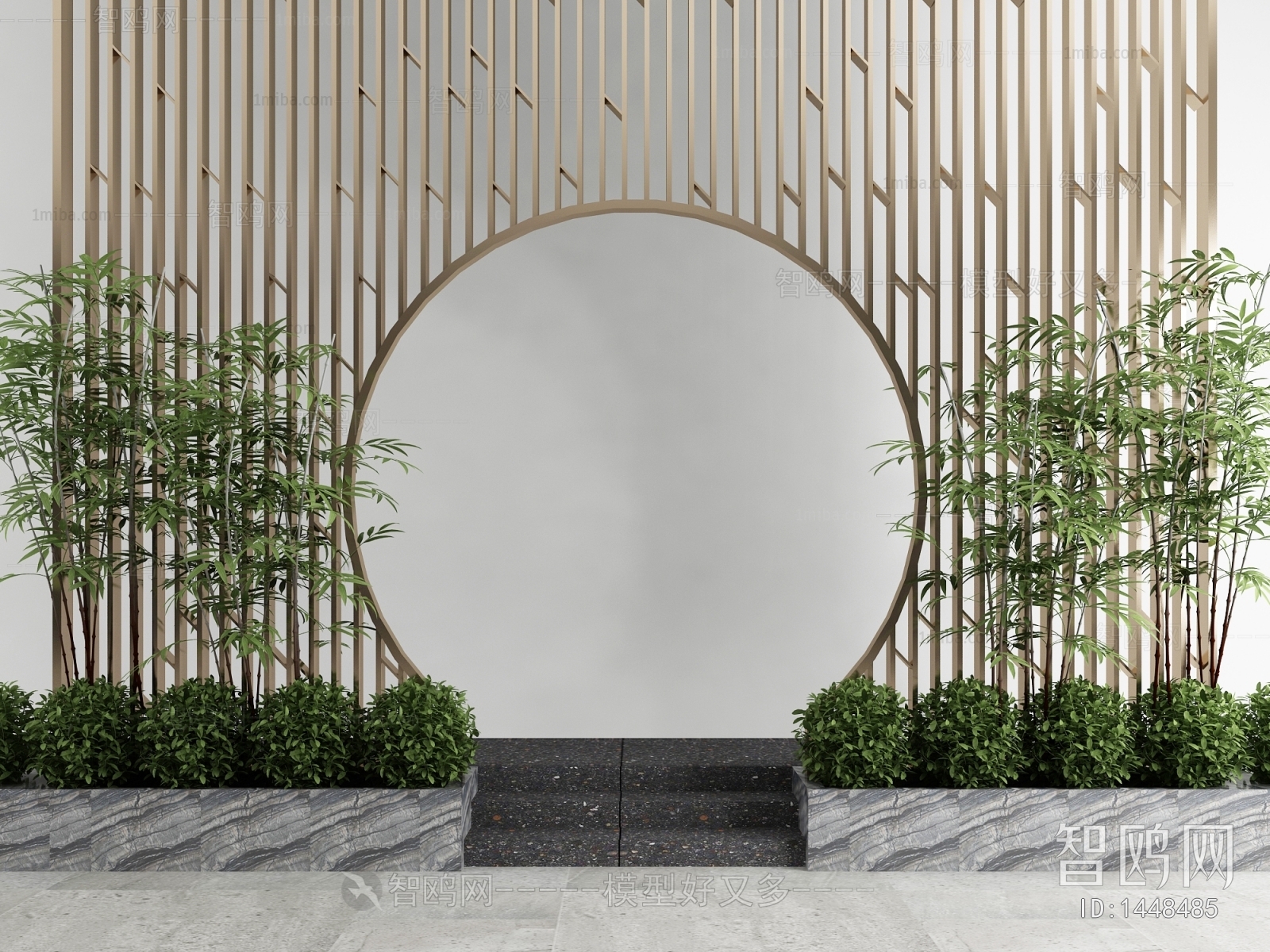 现代竹子花坛 屏风