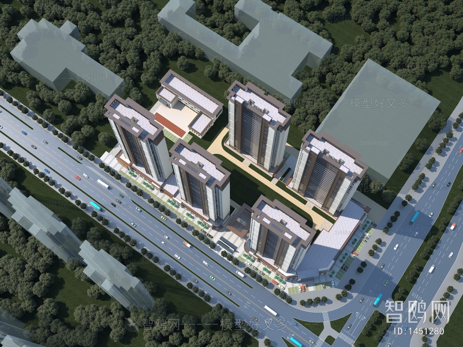 新中式高层住宅鸟瞰规划