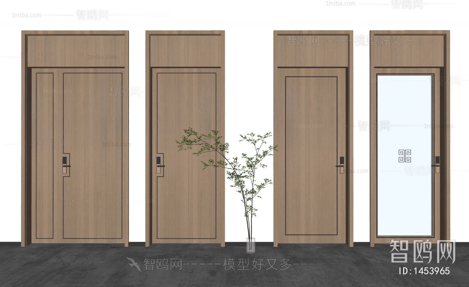 New Chinese Style Solid Wood Door