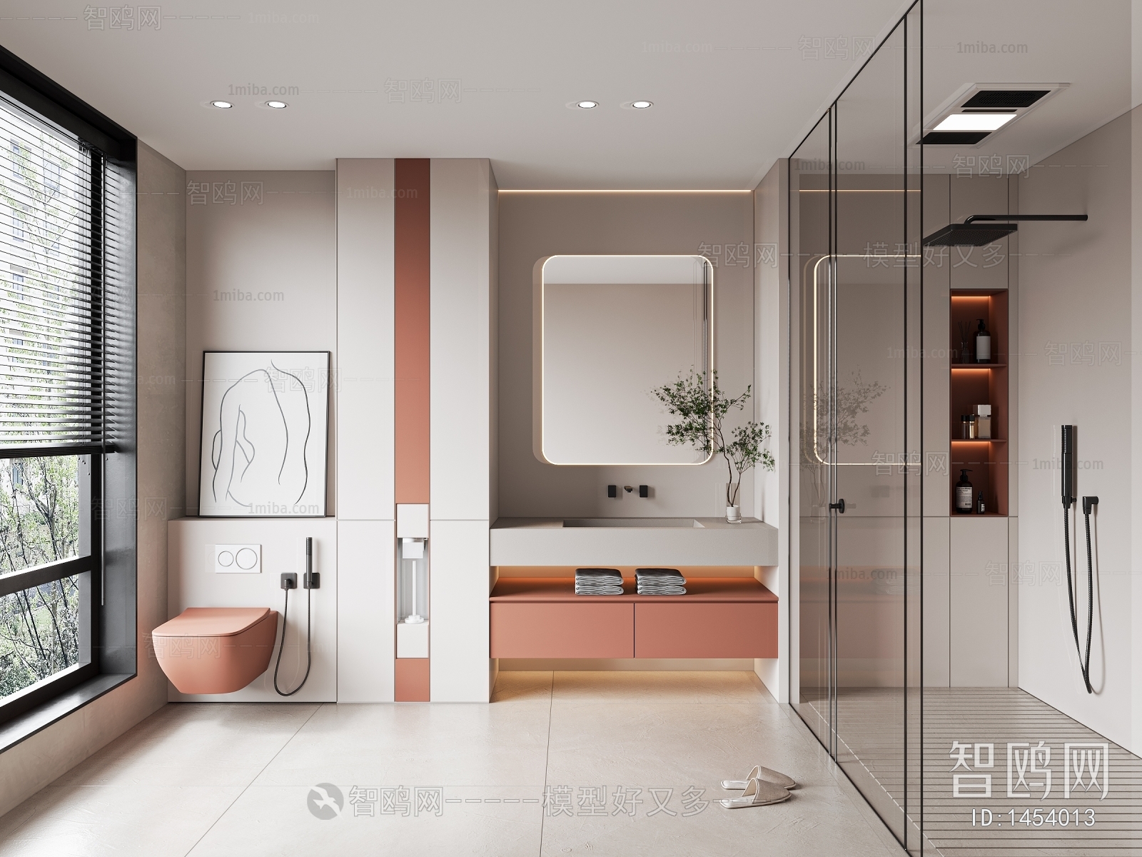 柔和浪漫的粉色浴室和卫生间设计 - 设计之家