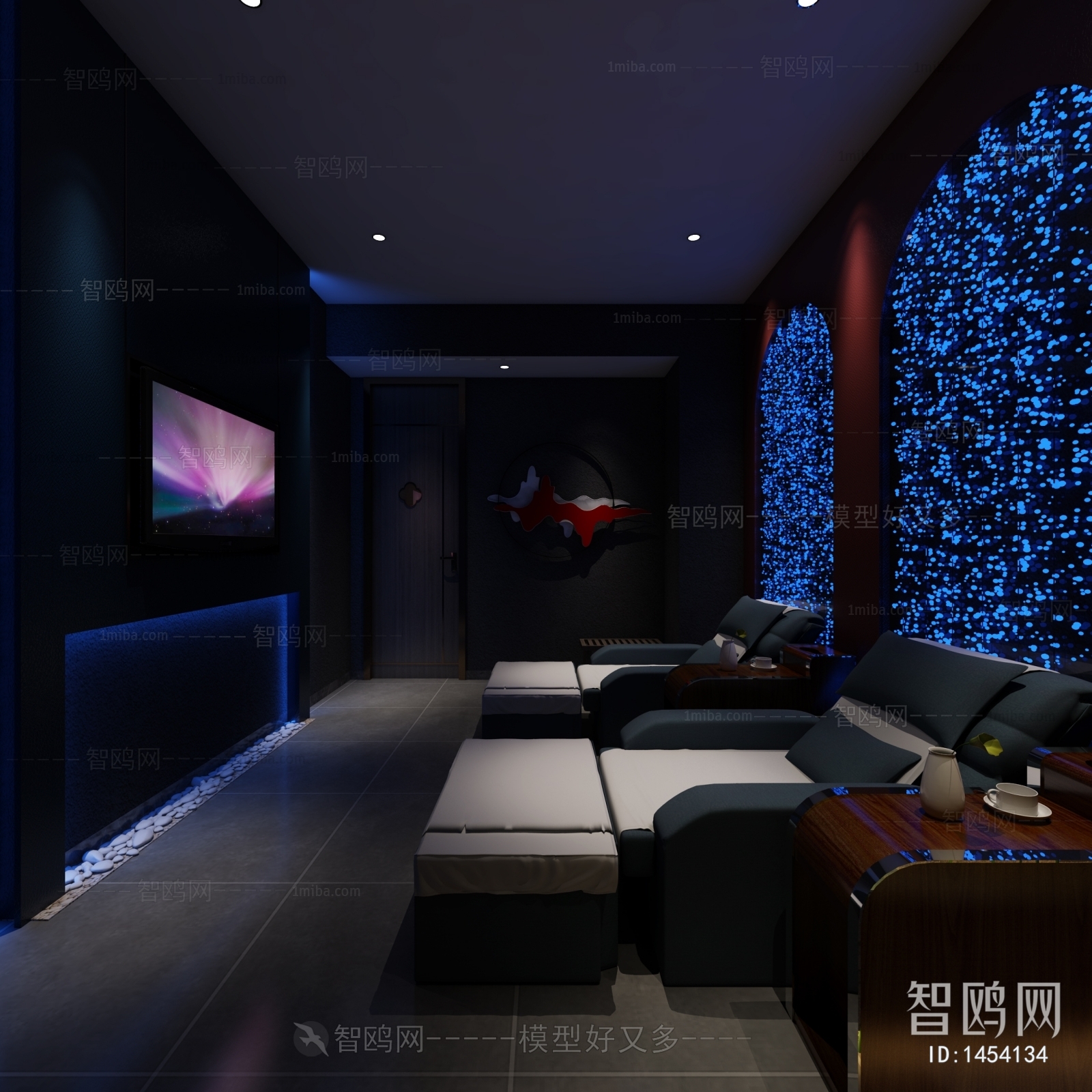 多场景-新中式洗浴中心前台+休息室