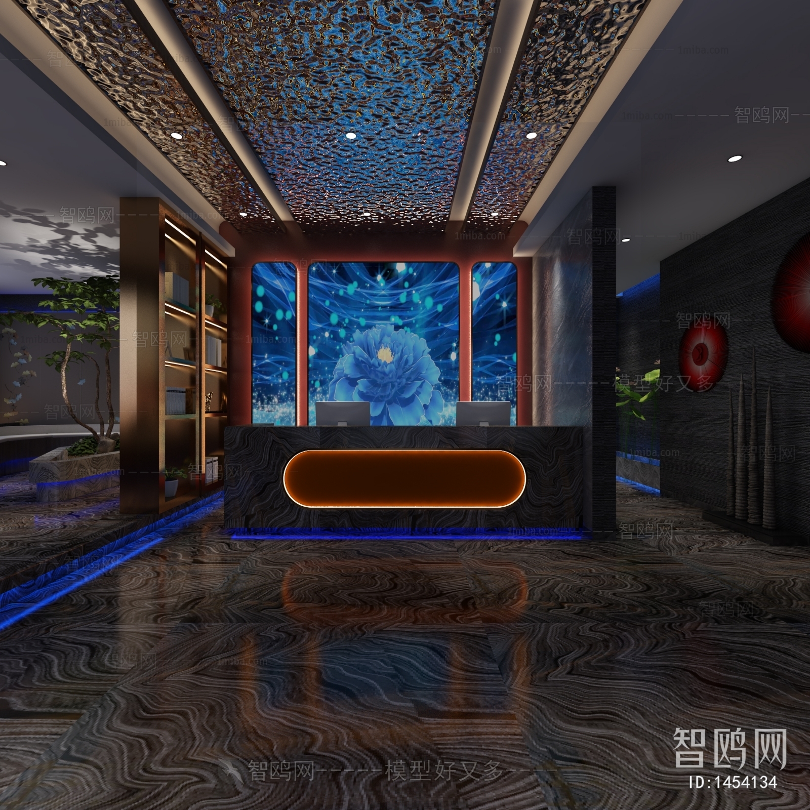 多场景-新中式洗浴中心前台+休息室