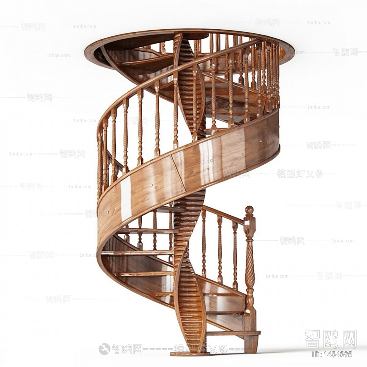 欧式古典实木旋转楼梯
