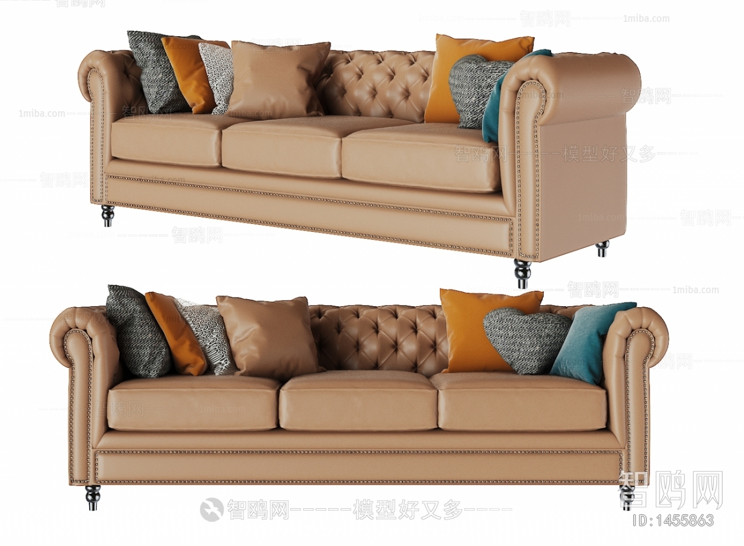 Simple European Style Three-seat Sofa