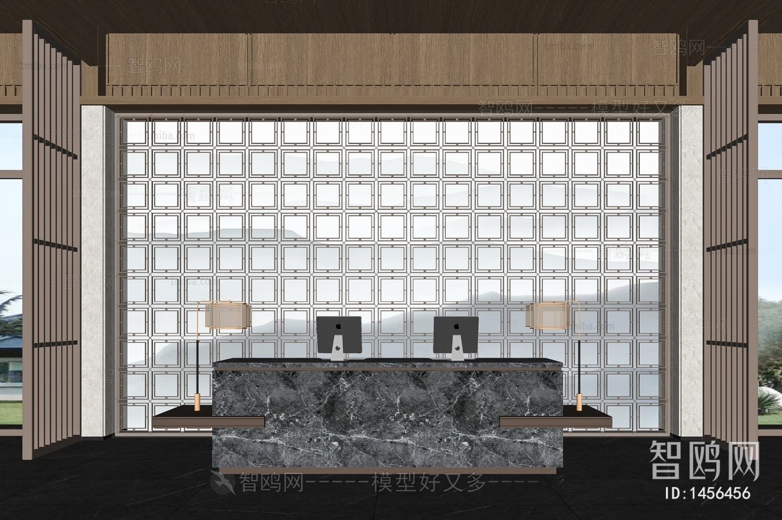 Modern New Chinese Style Reception Desk