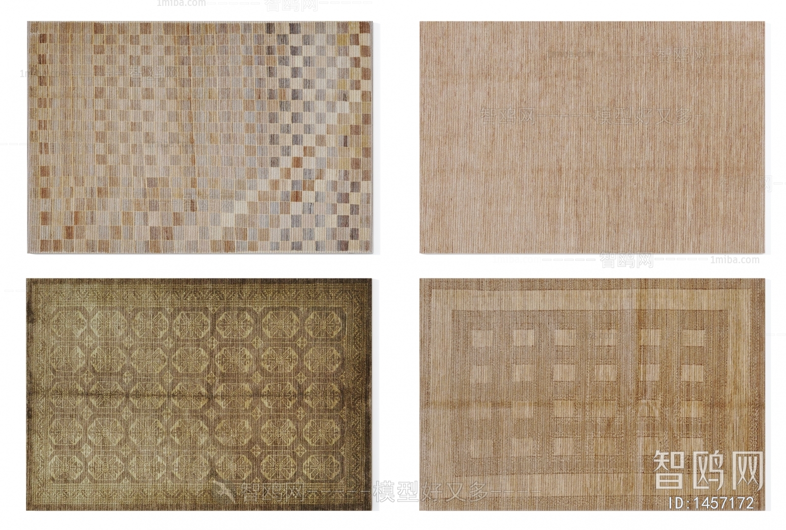 现代咖色抽象图案地毯组合