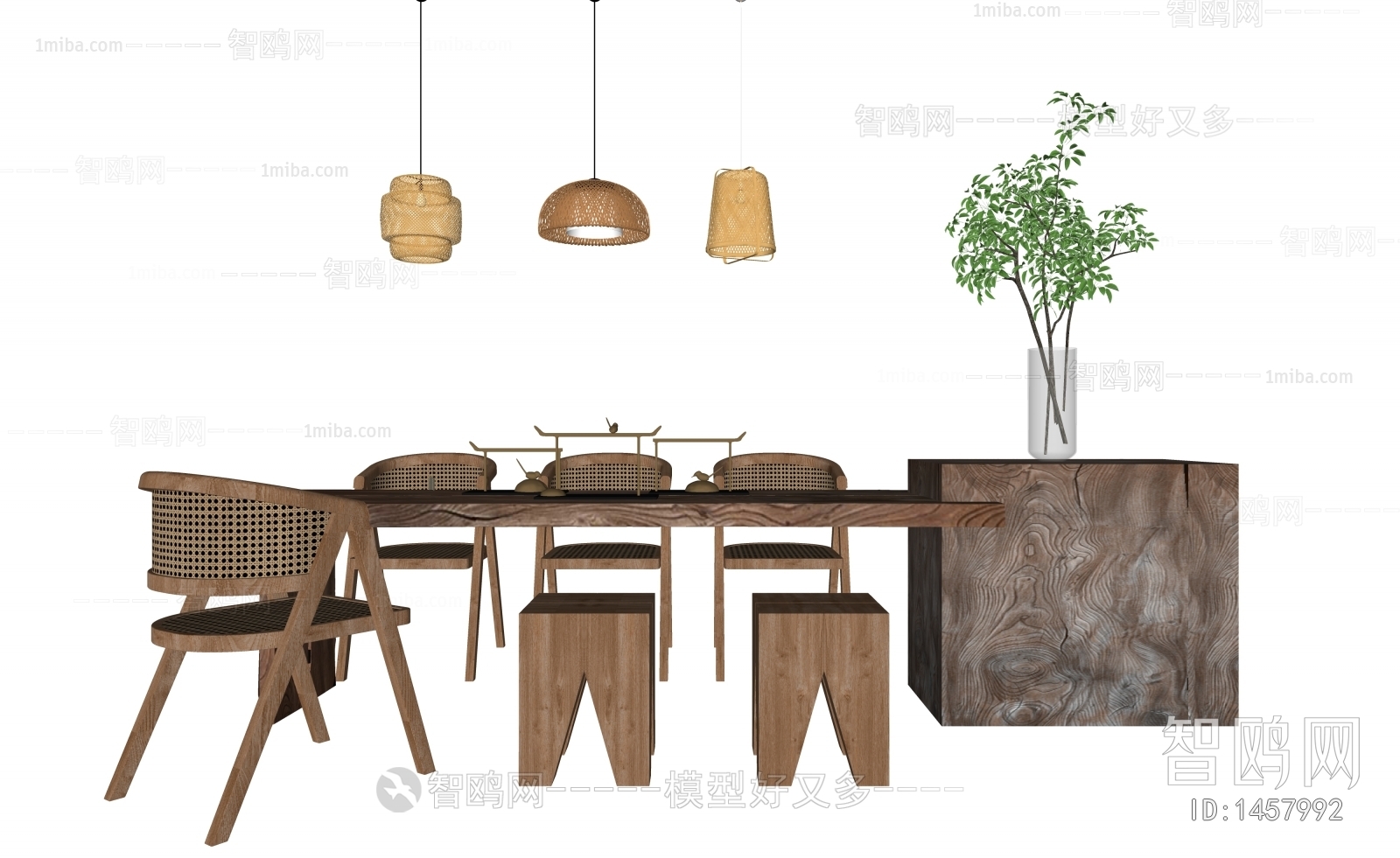 Wabi-sabi Style Dining Table And Chairs