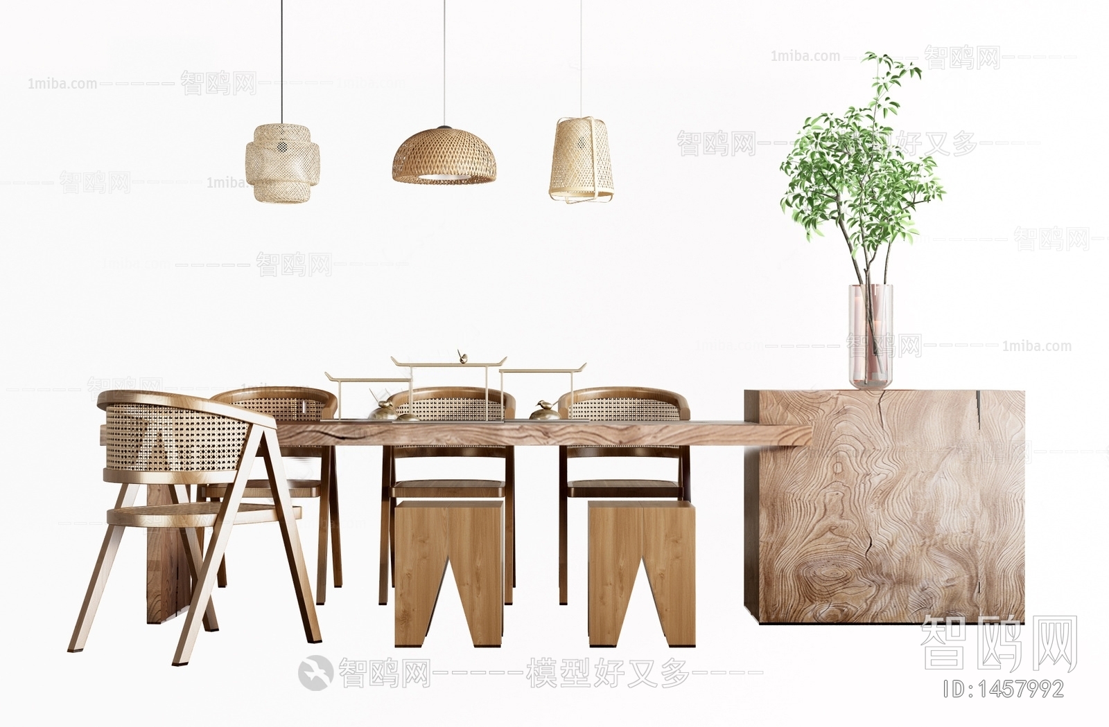 Wabi-sabi Style Dining Table And Chairs