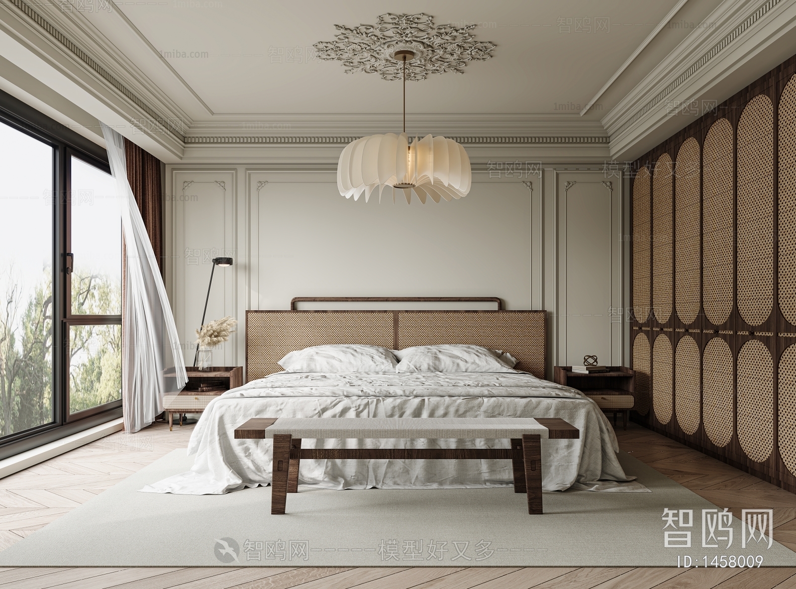 Modern French Style Wabi-sabi Style Bedroom