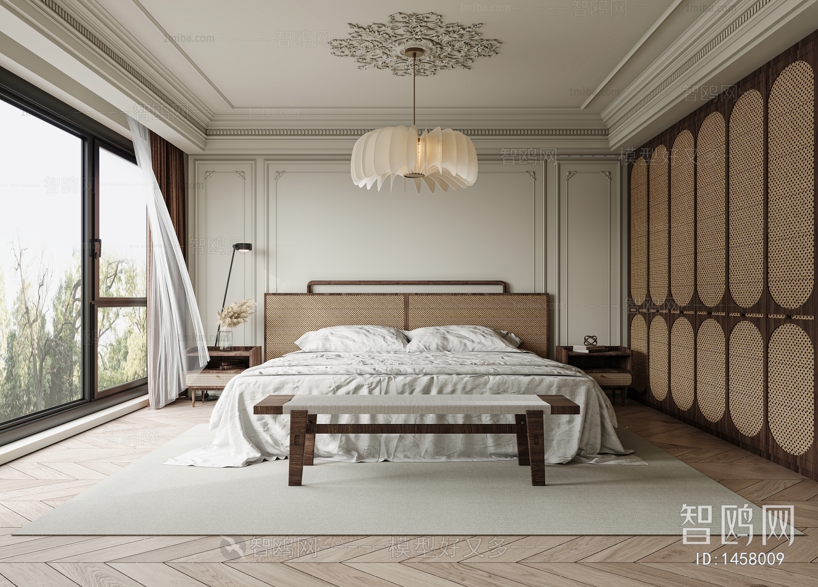 Modern French Style Wabi-sabi Style Bedroom