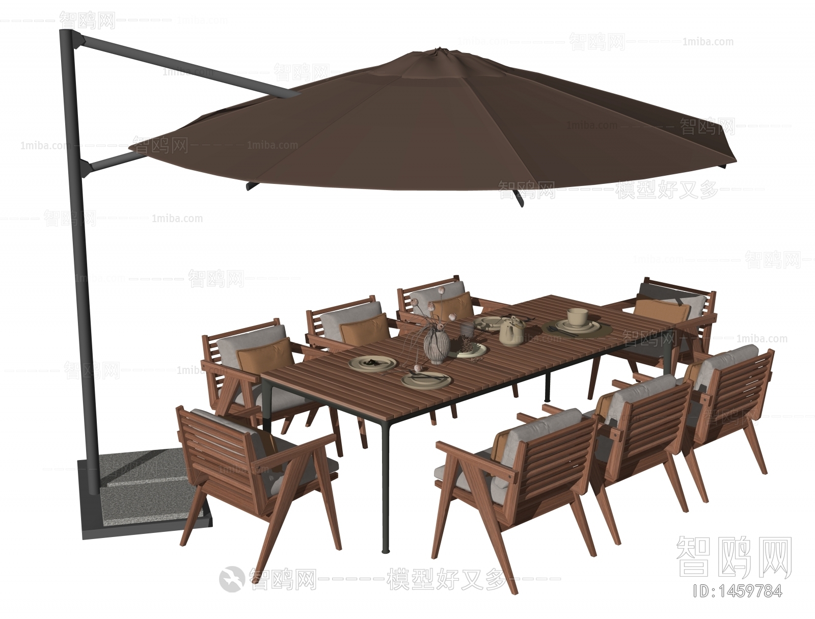 现代户外桌椅组合，遮阳伞