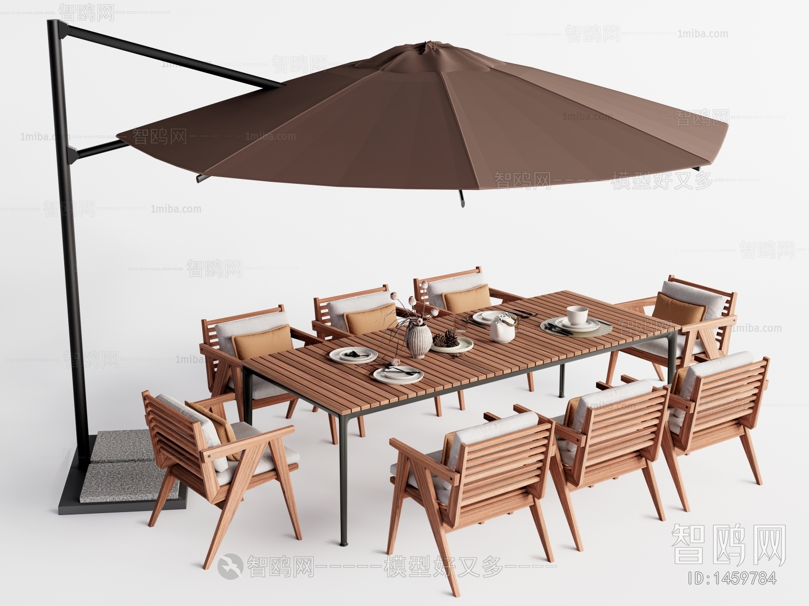 现代户外桌椅组合，遮阳伞