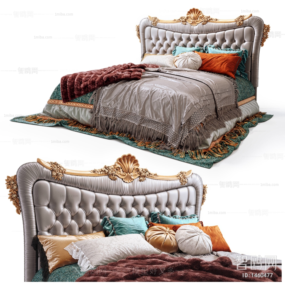 Simple European Style Double Bed