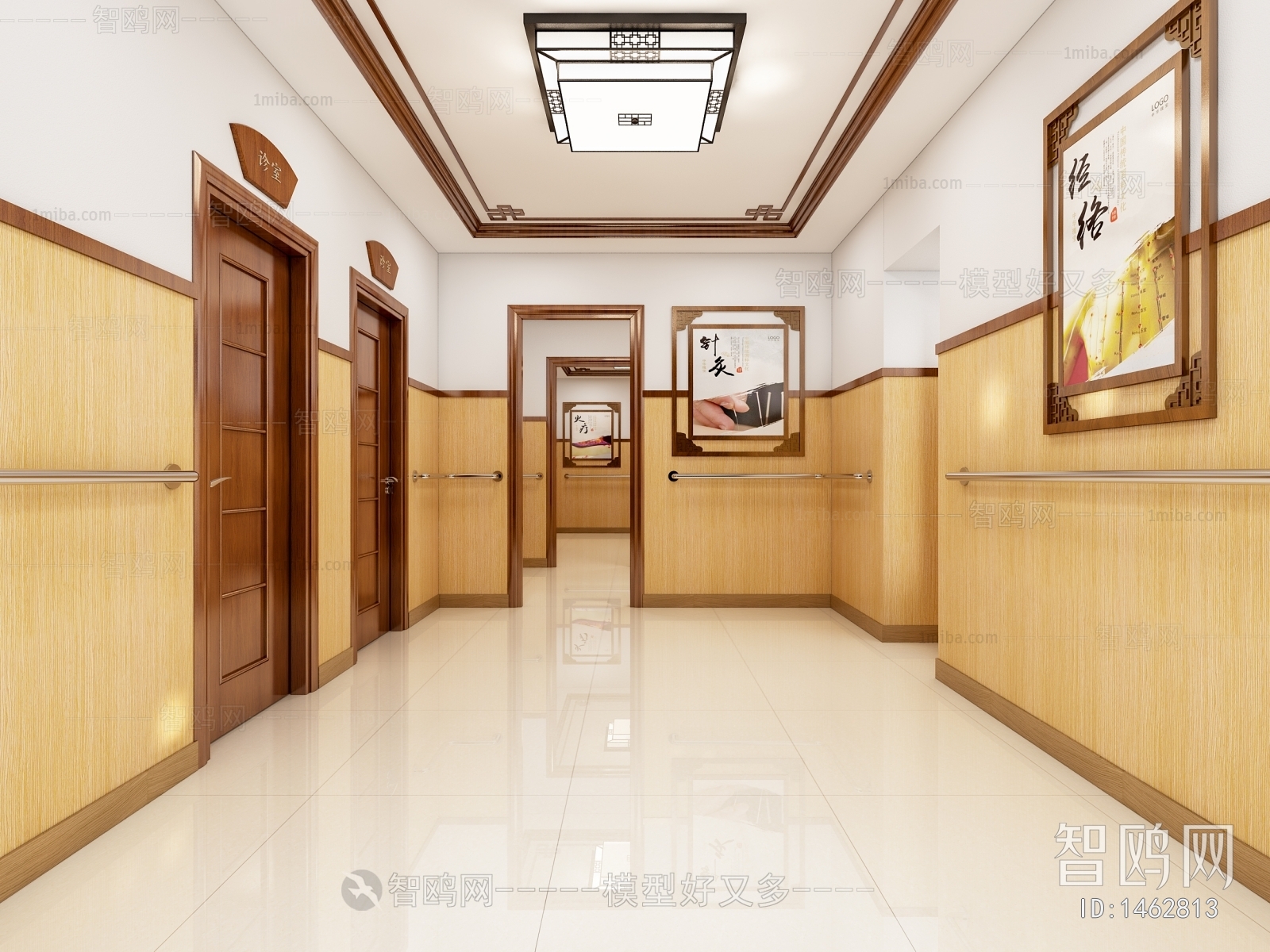 新中式中医馆，走廊