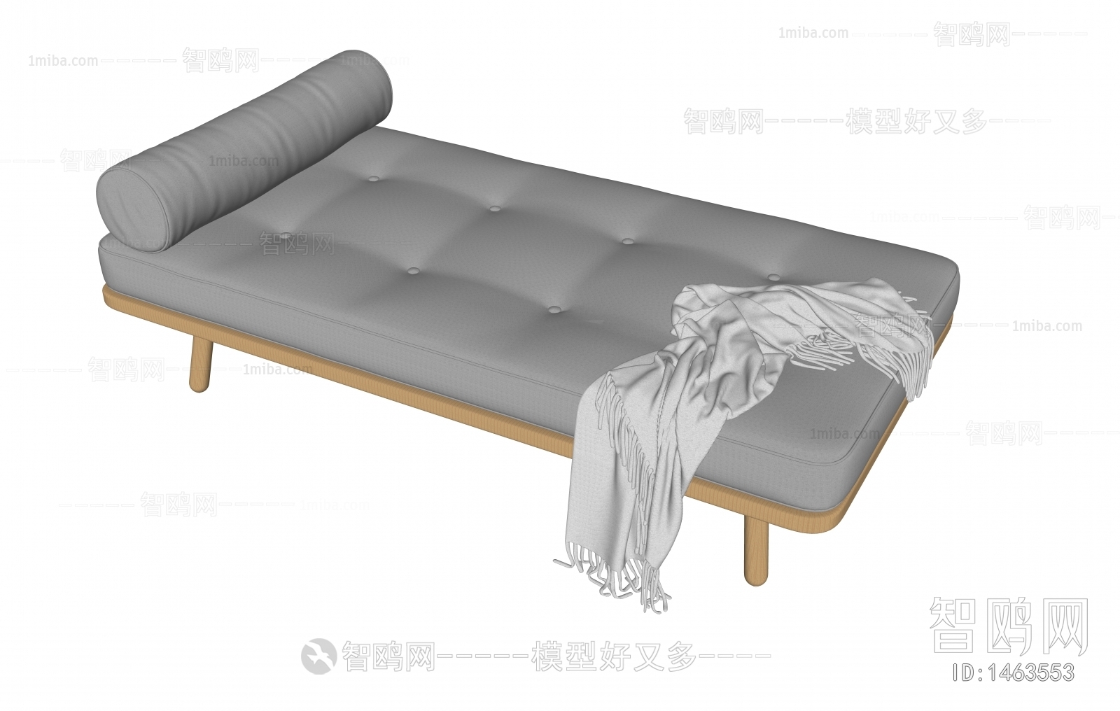 现代灰色布艺沙发凳