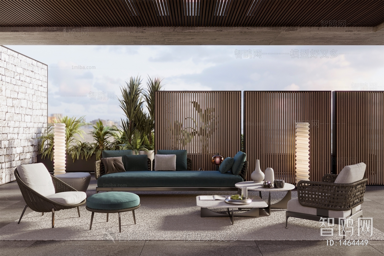 米洛提Minotti户外阳台沙发组合3D模型下载