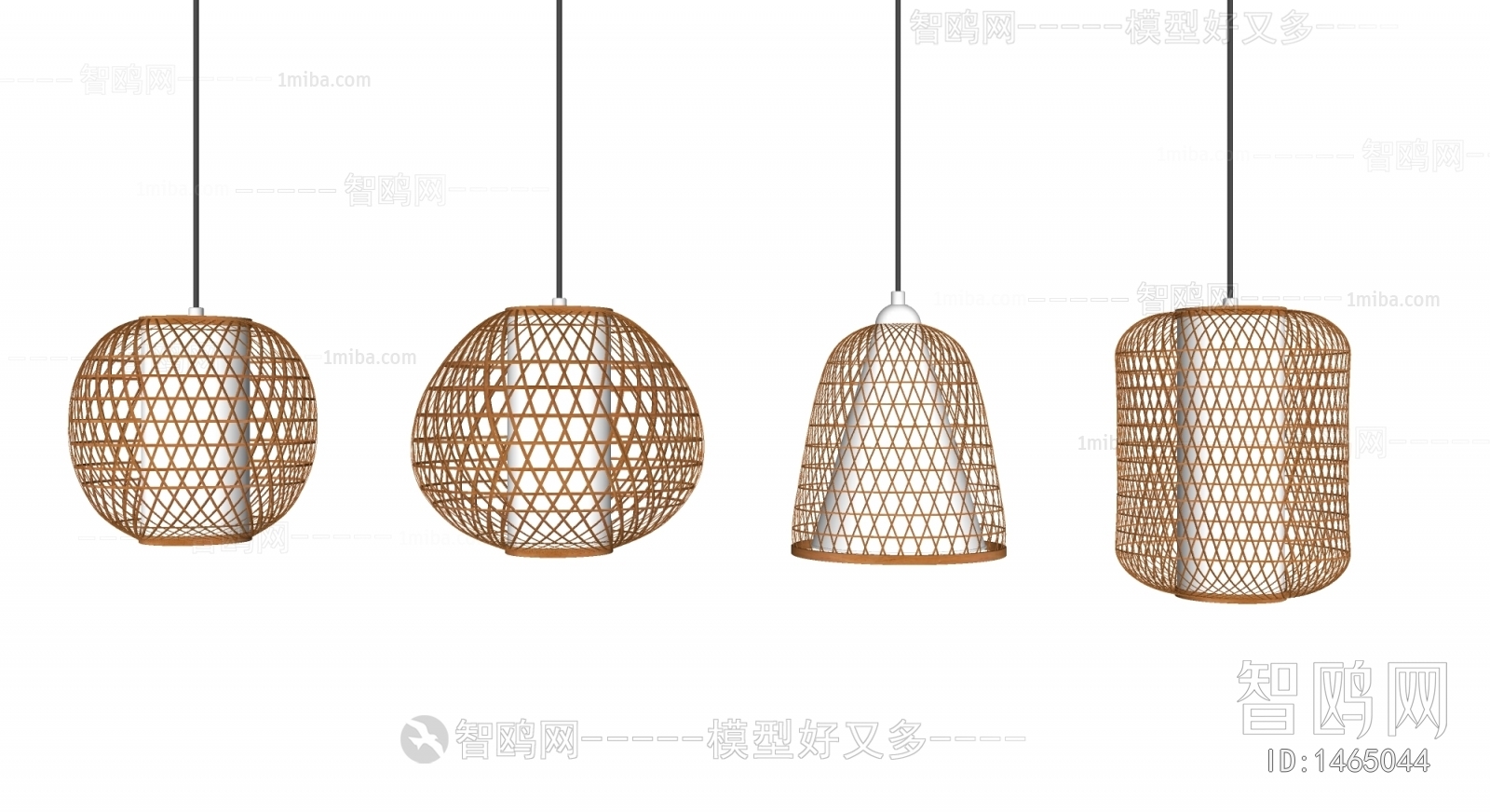 日式新中式竹编圆形吊灯