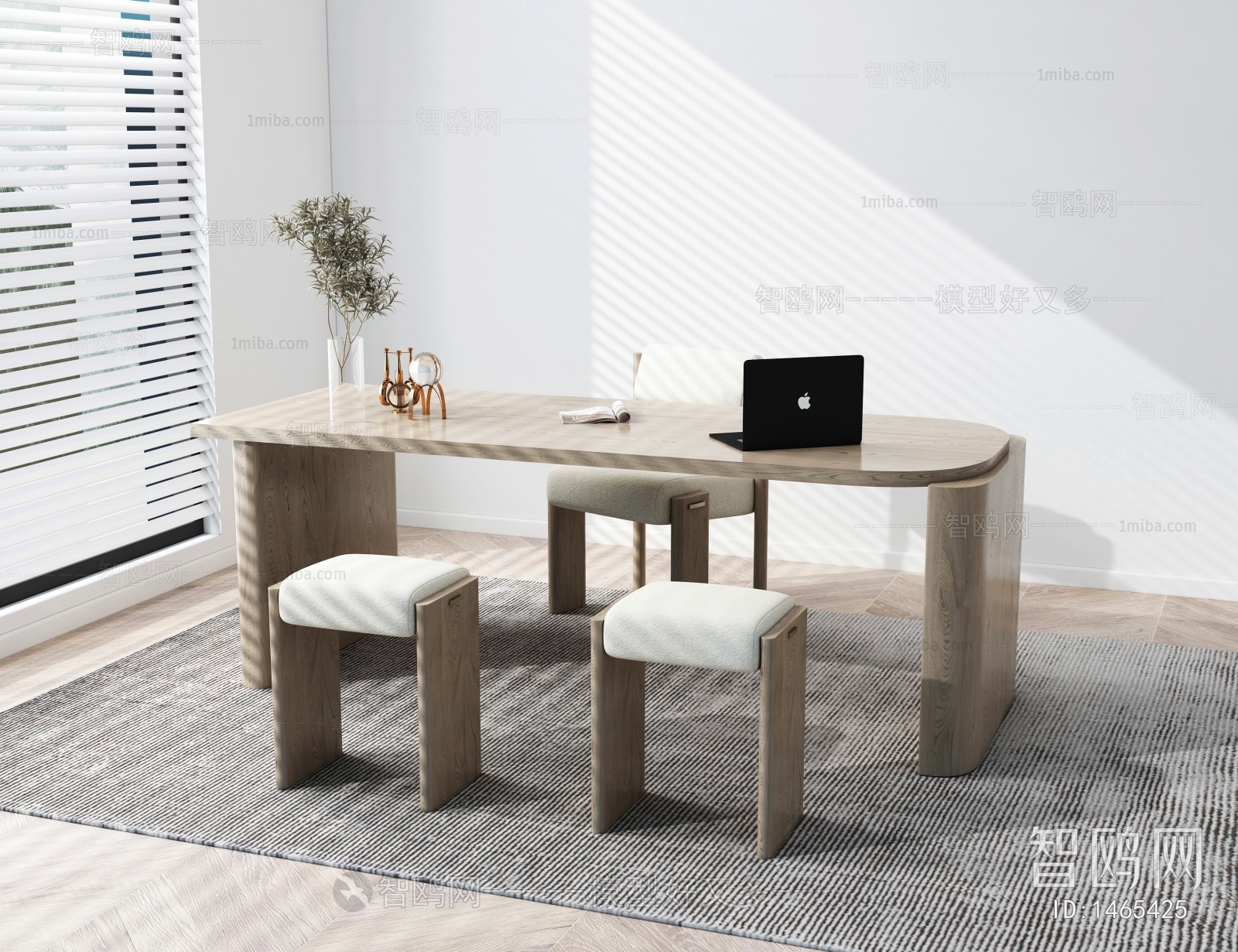 Wabi-sabi Style Computer Desk And Chair