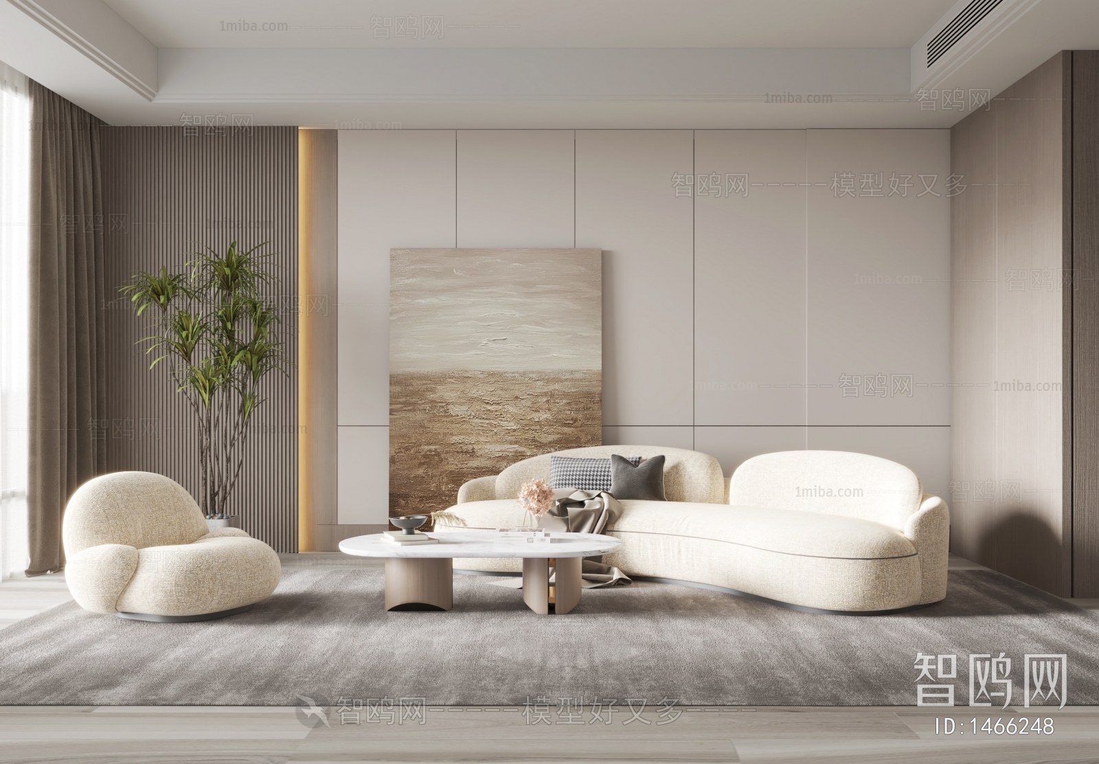 Modern Wabi-sabi Style A Living Room