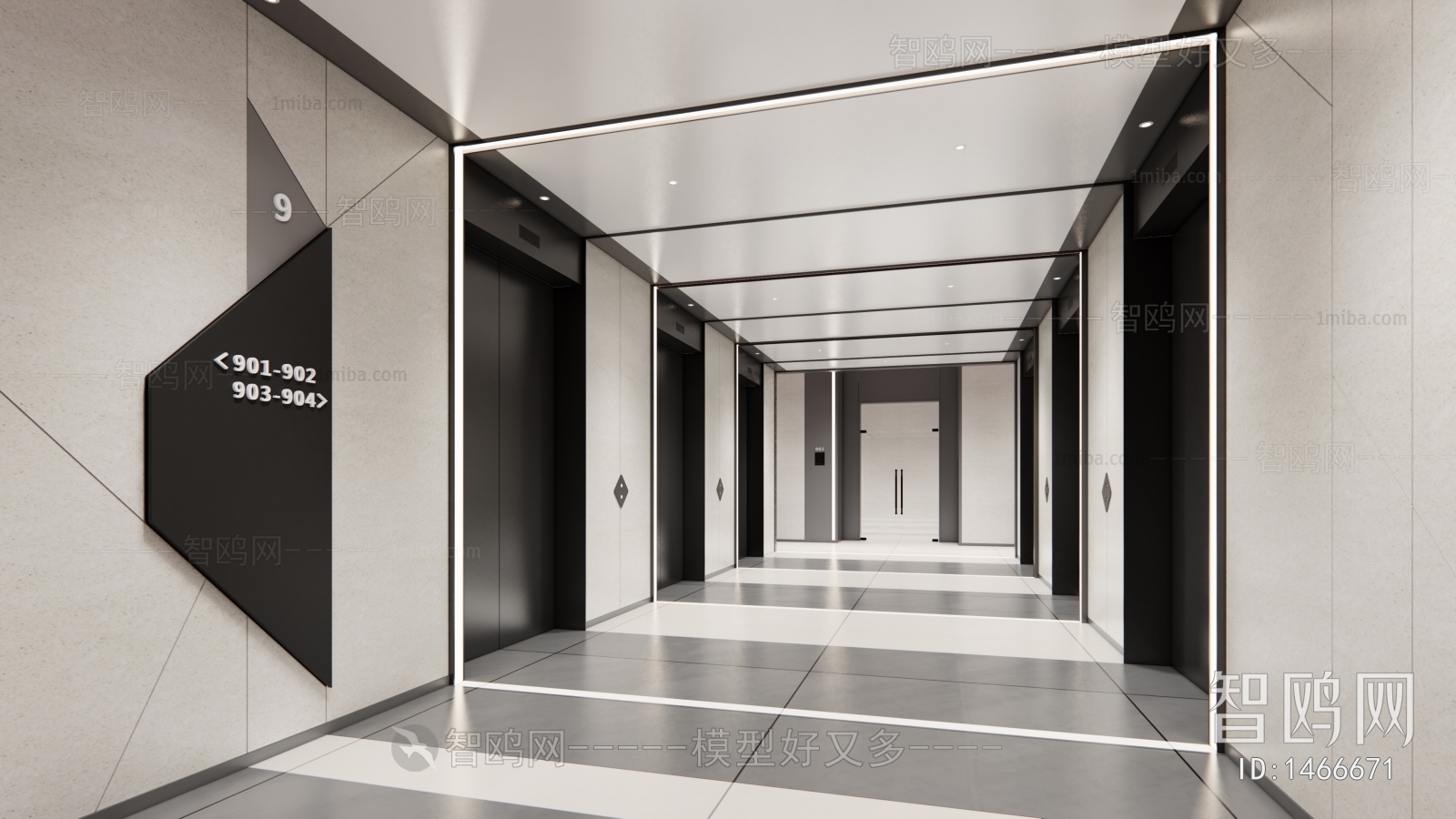 现代电梯厅走廊