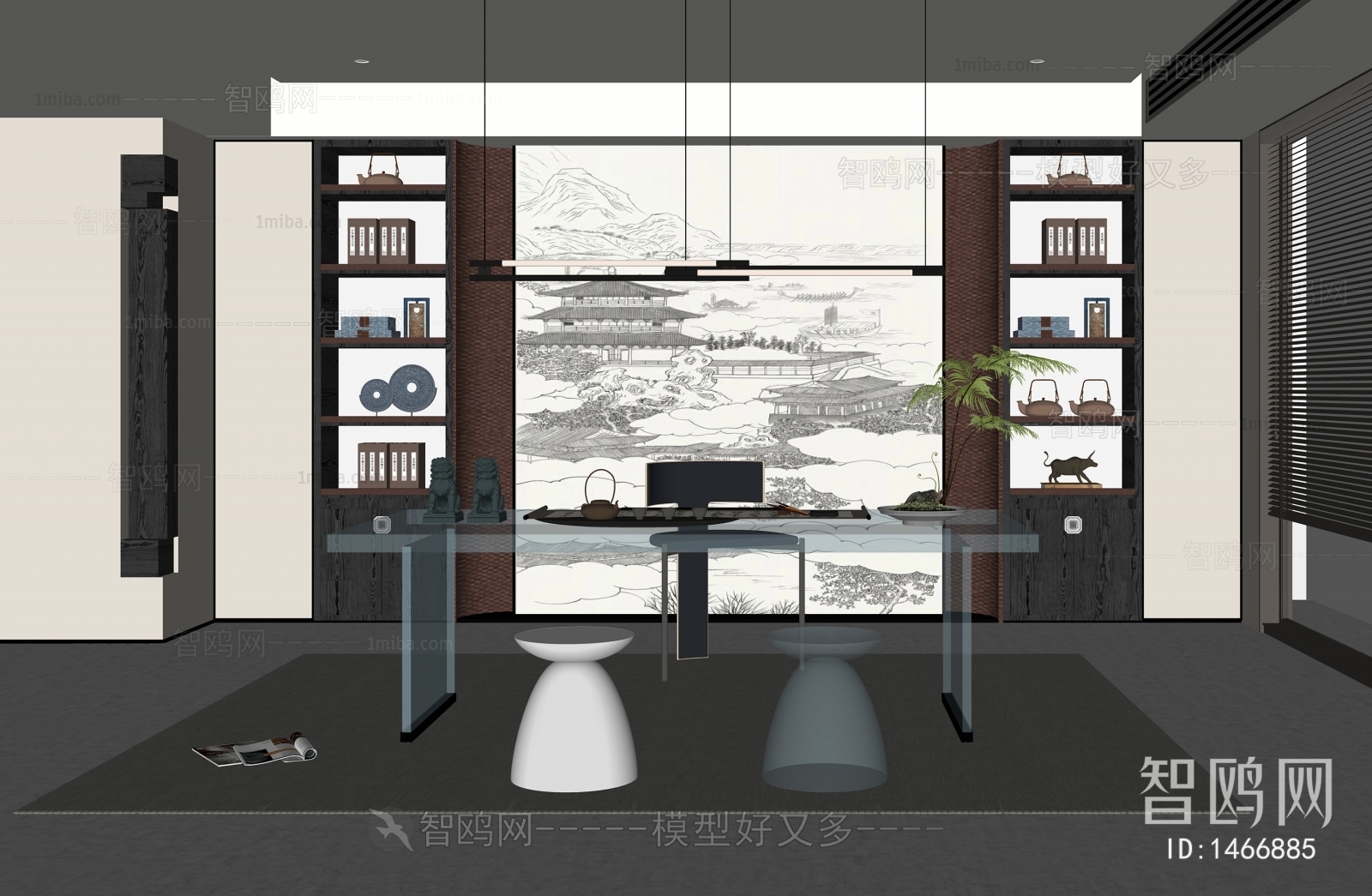 New Chinese Style Study Space