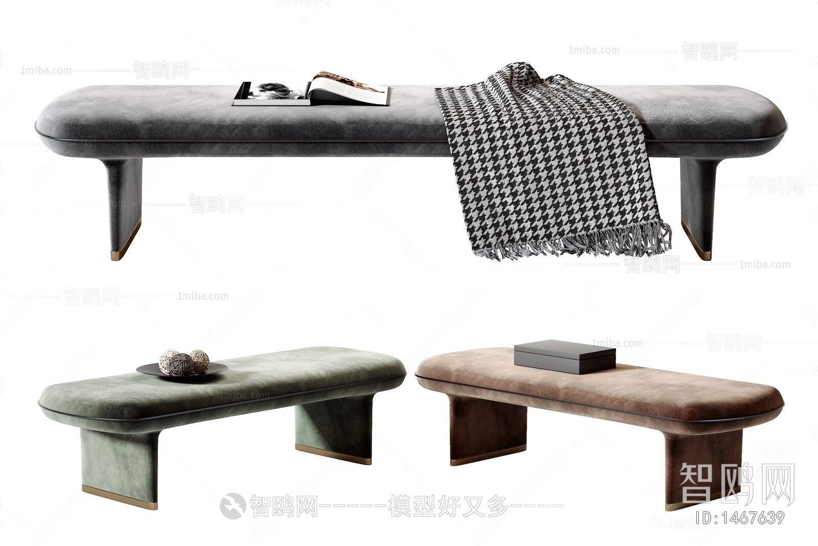 现代布艺沙发凳床尾凳组合