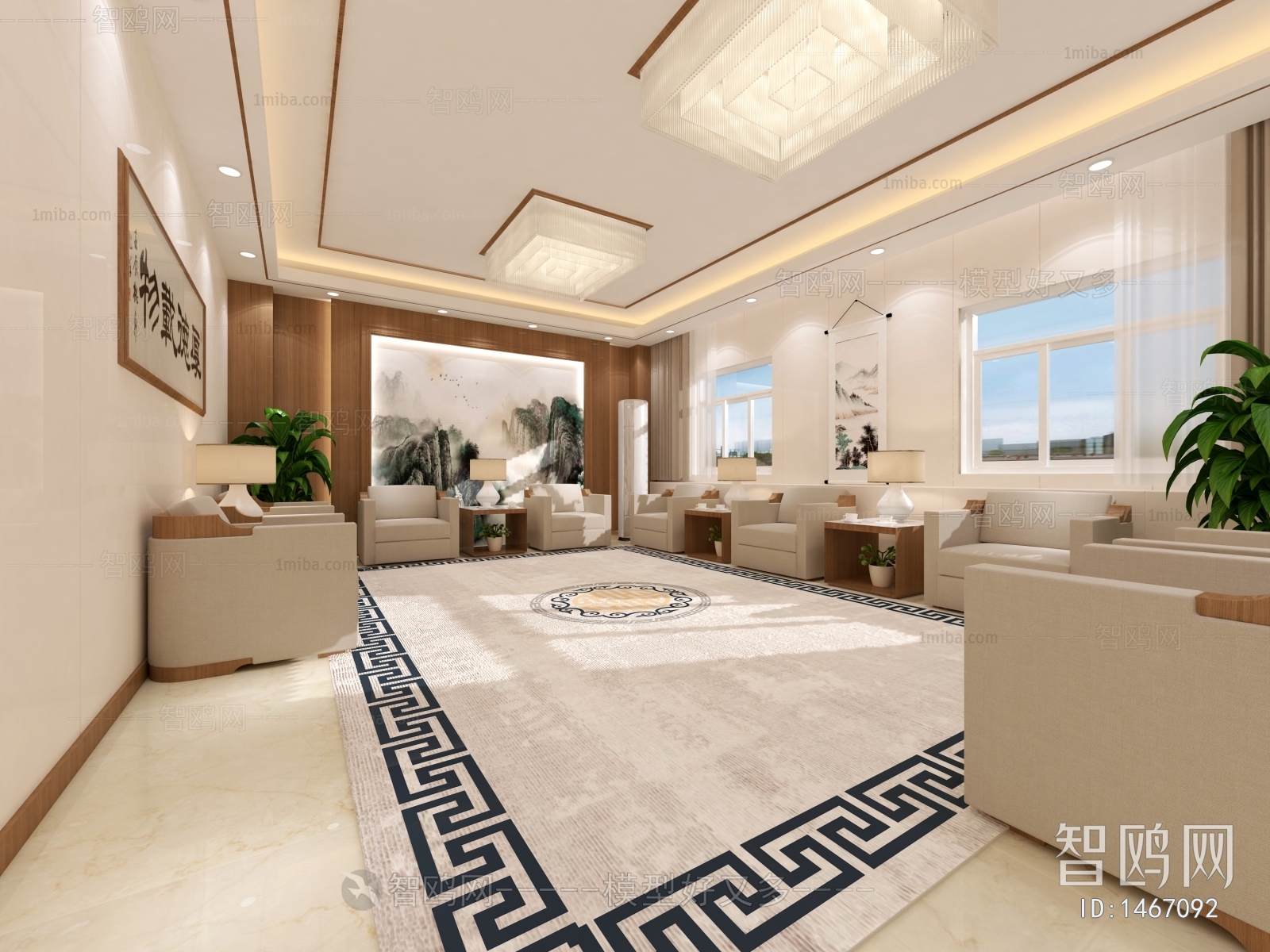 New Chinese Style Office Living Room